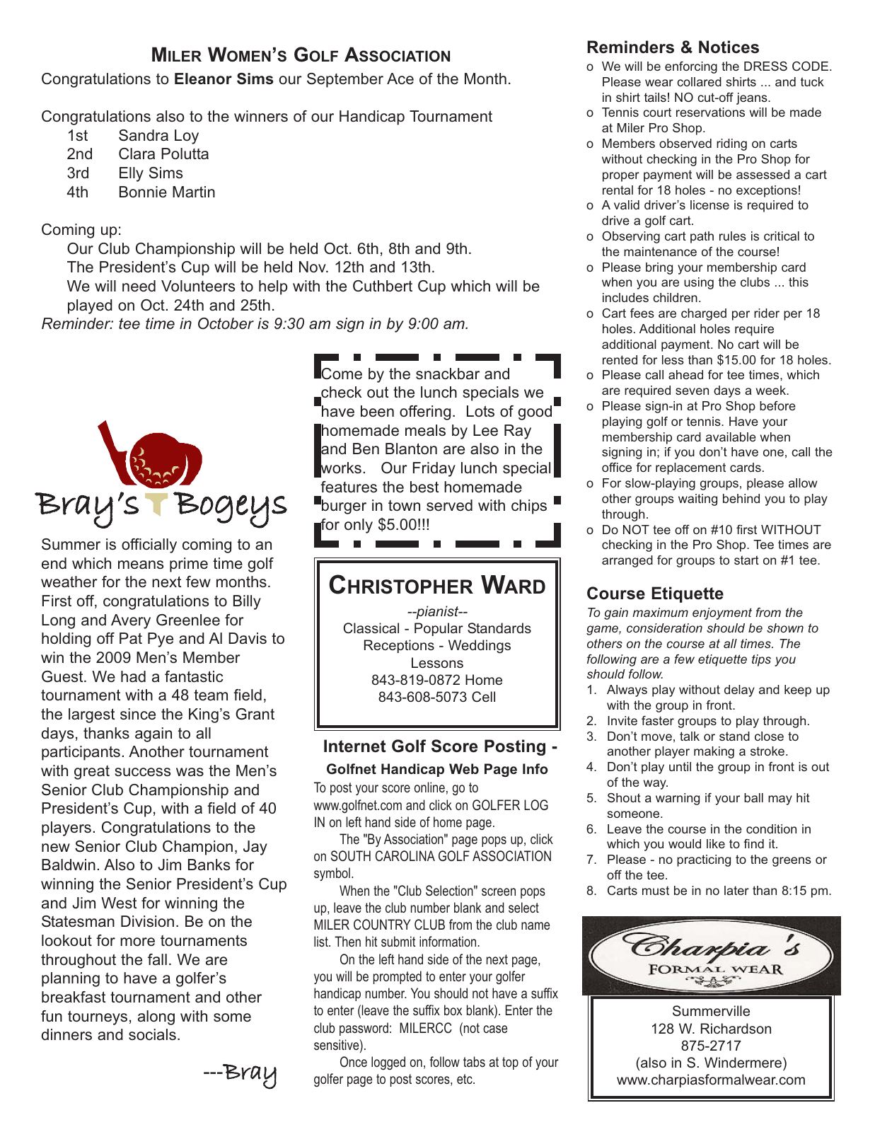 October 2009 newsletter, page 2 of 3