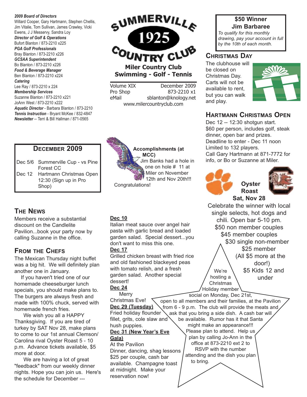 December 2009 newsletter, page 1 of 3
