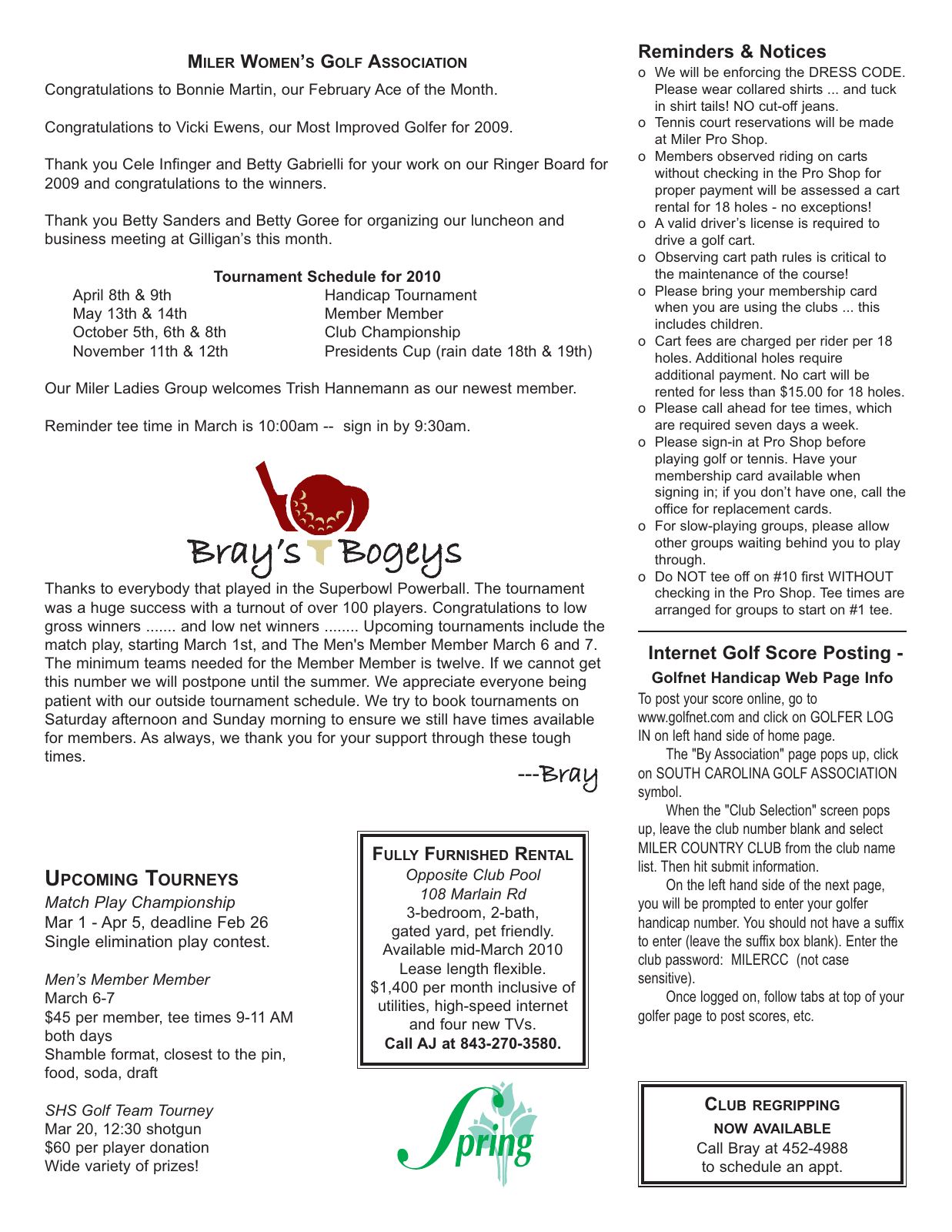 March 2010 newsletter, page 2 of 2