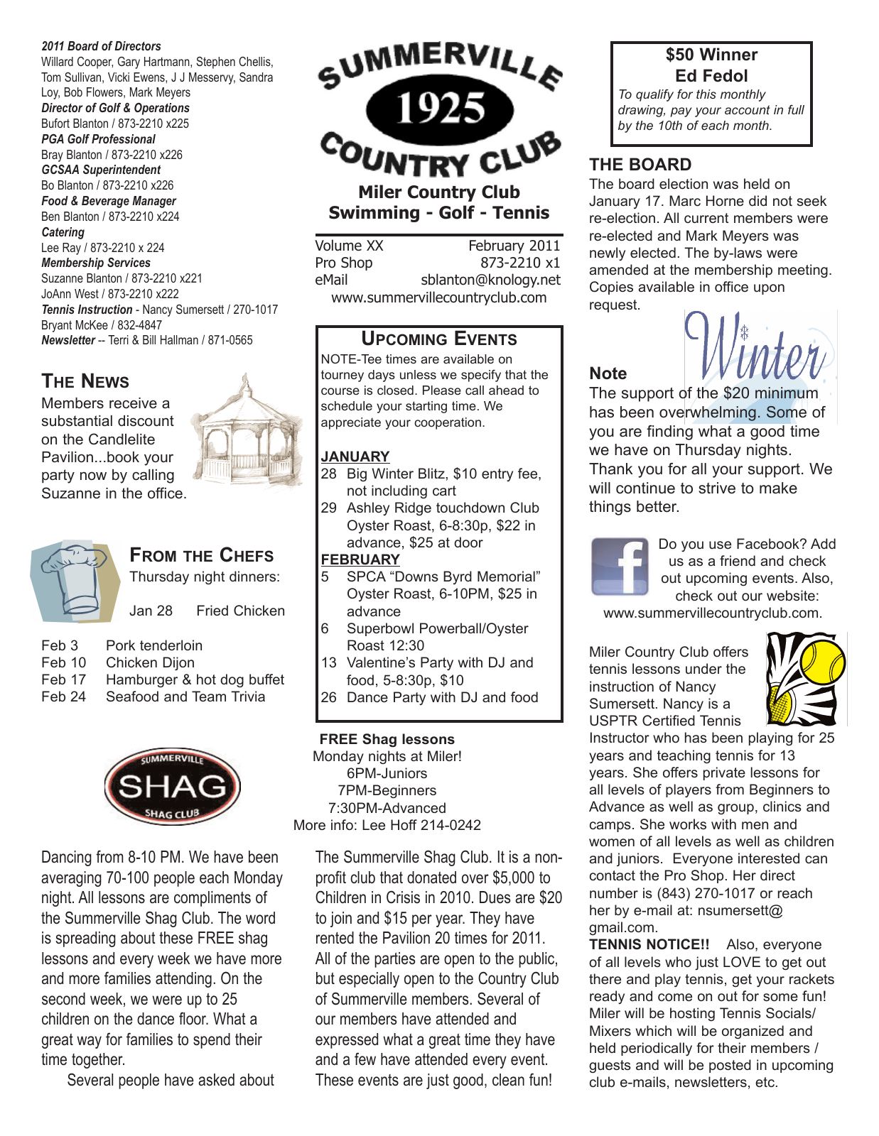 February 2011 newsletter, page 1 of 2
