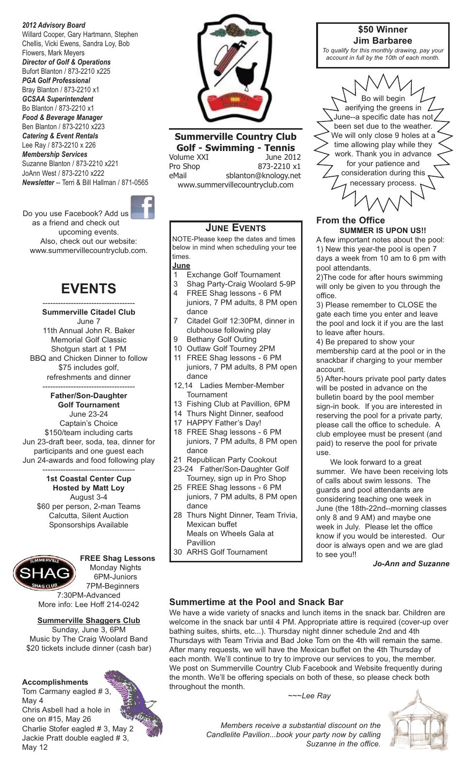 June 2012 newsletter, page 1 of 2