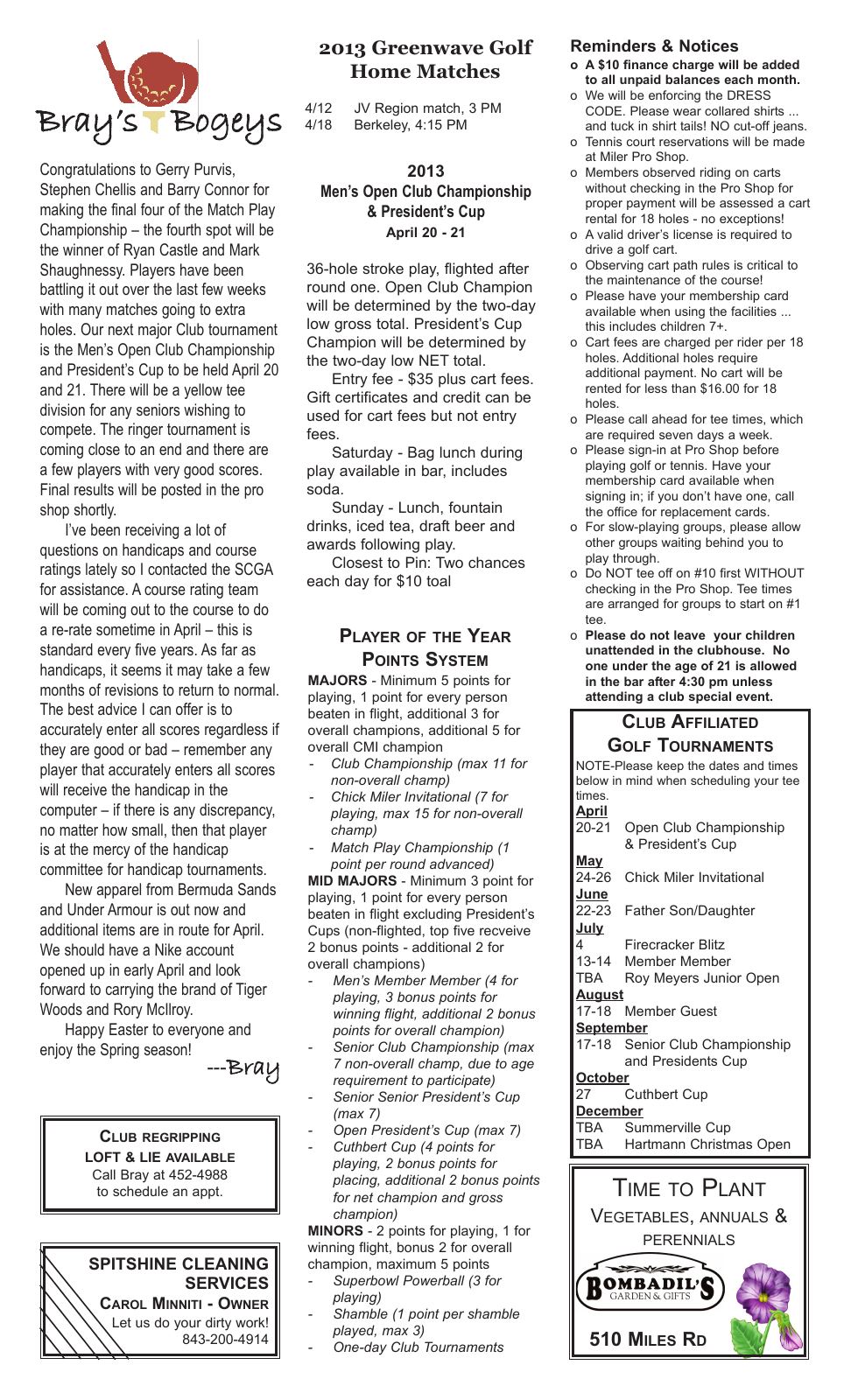 April 2013 newsletter, page 2 of 2