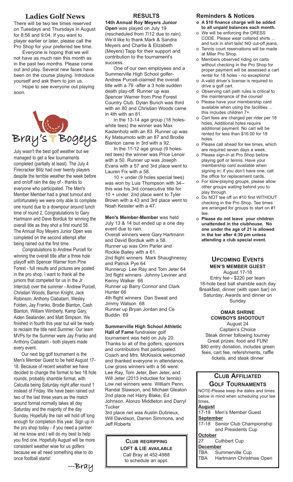 August 2013 newsletter, page 2 of 2