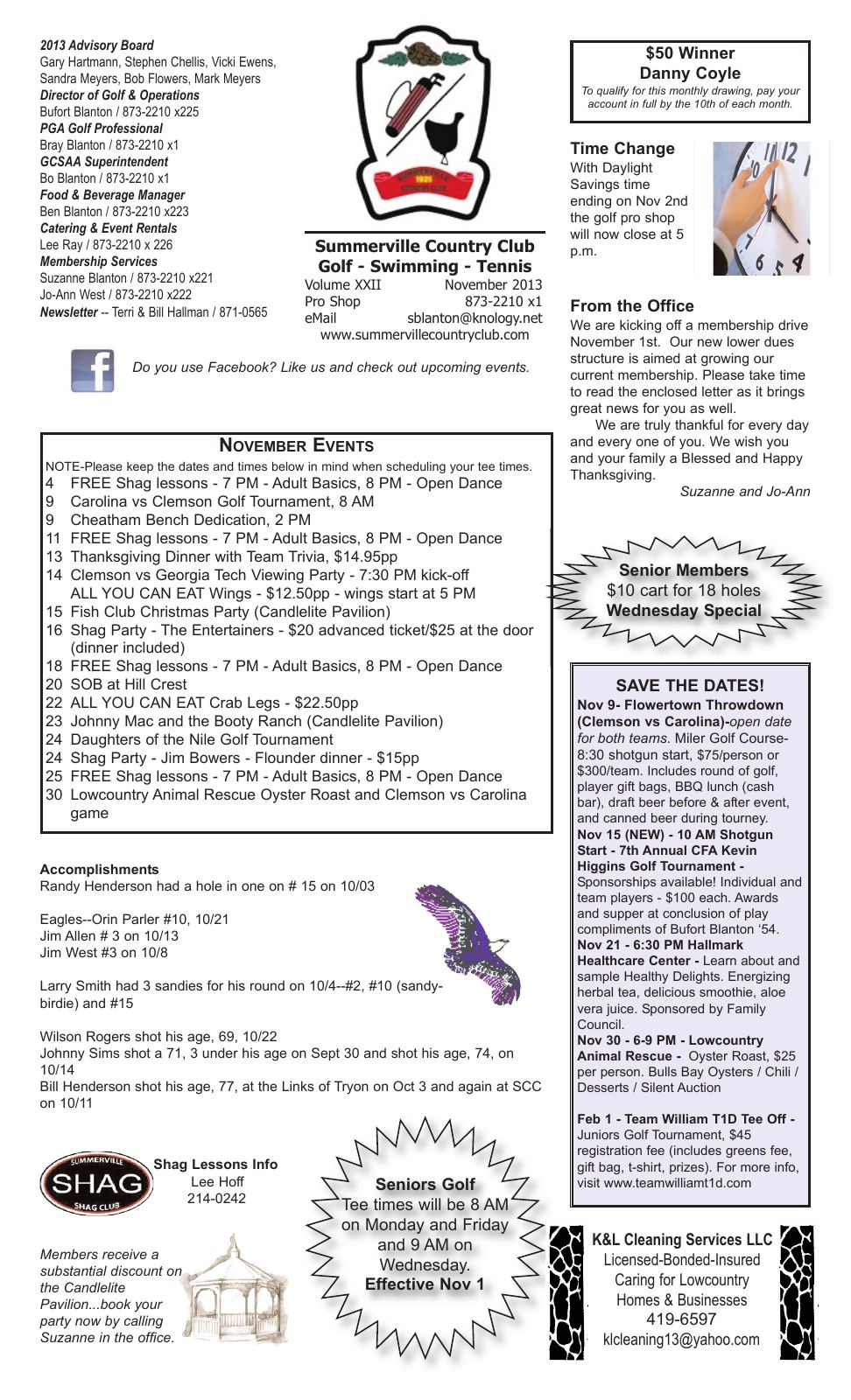 November 2013 newsletter, page 1 of 2