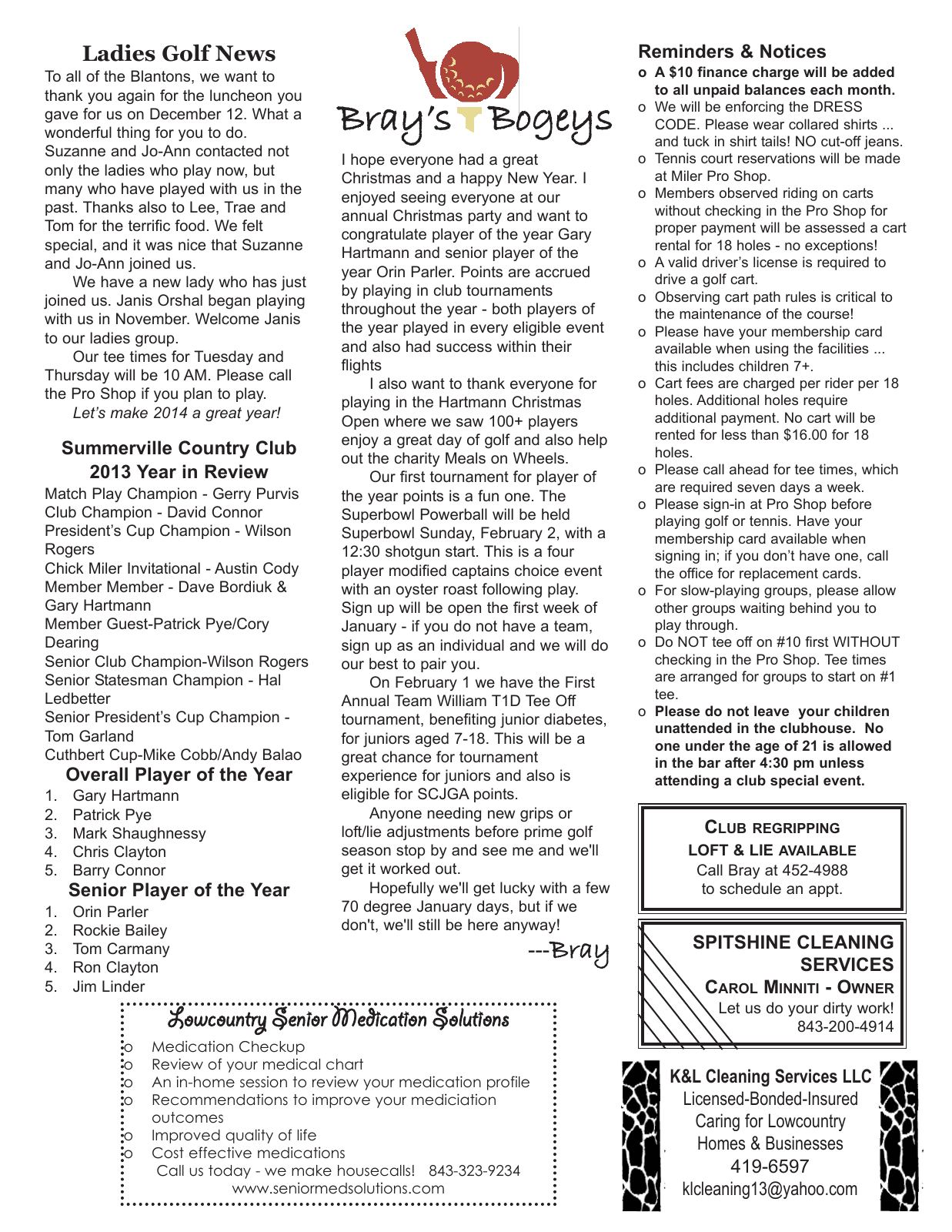 January 2014 newsletter, page 2 of 2