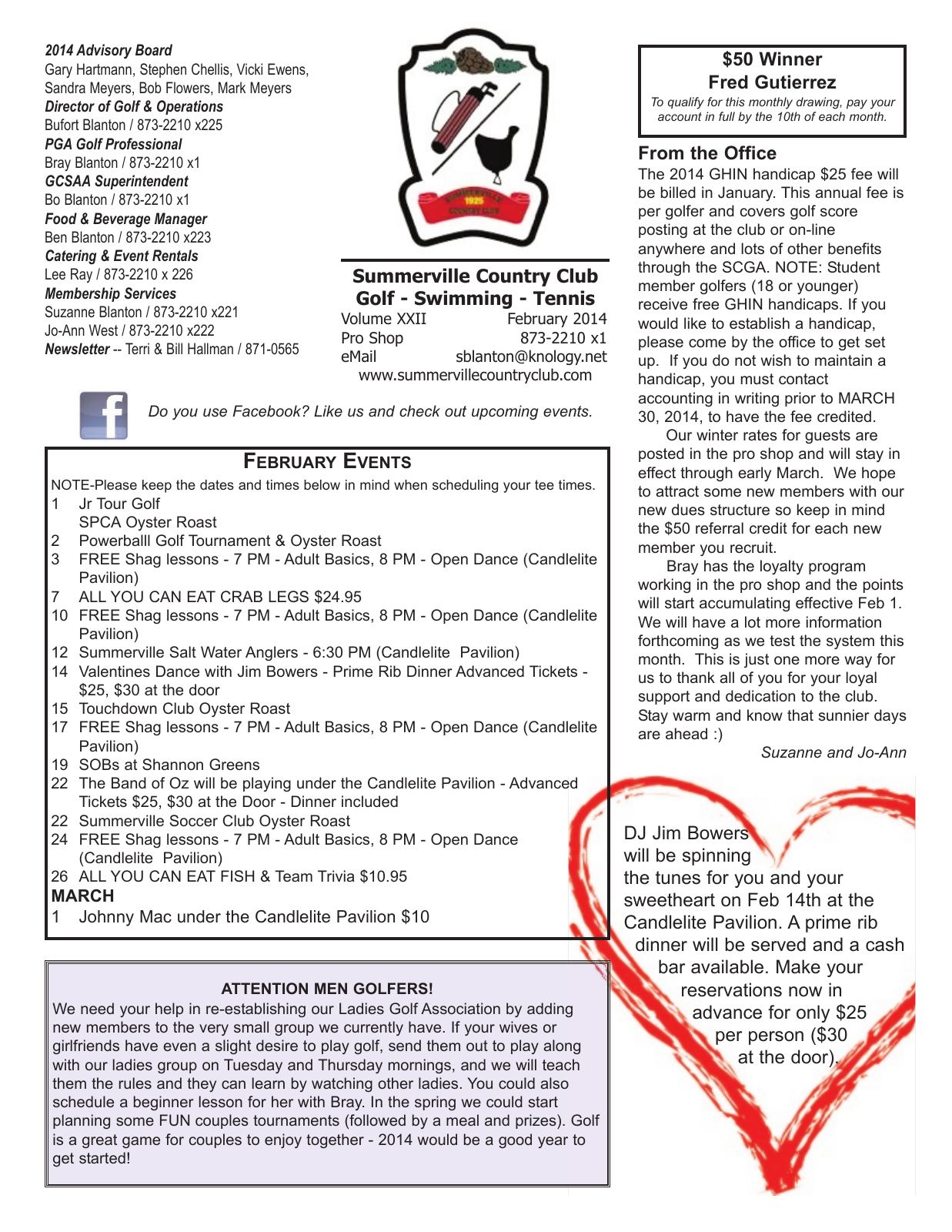 February 2014 newsletter, page 1 of 2