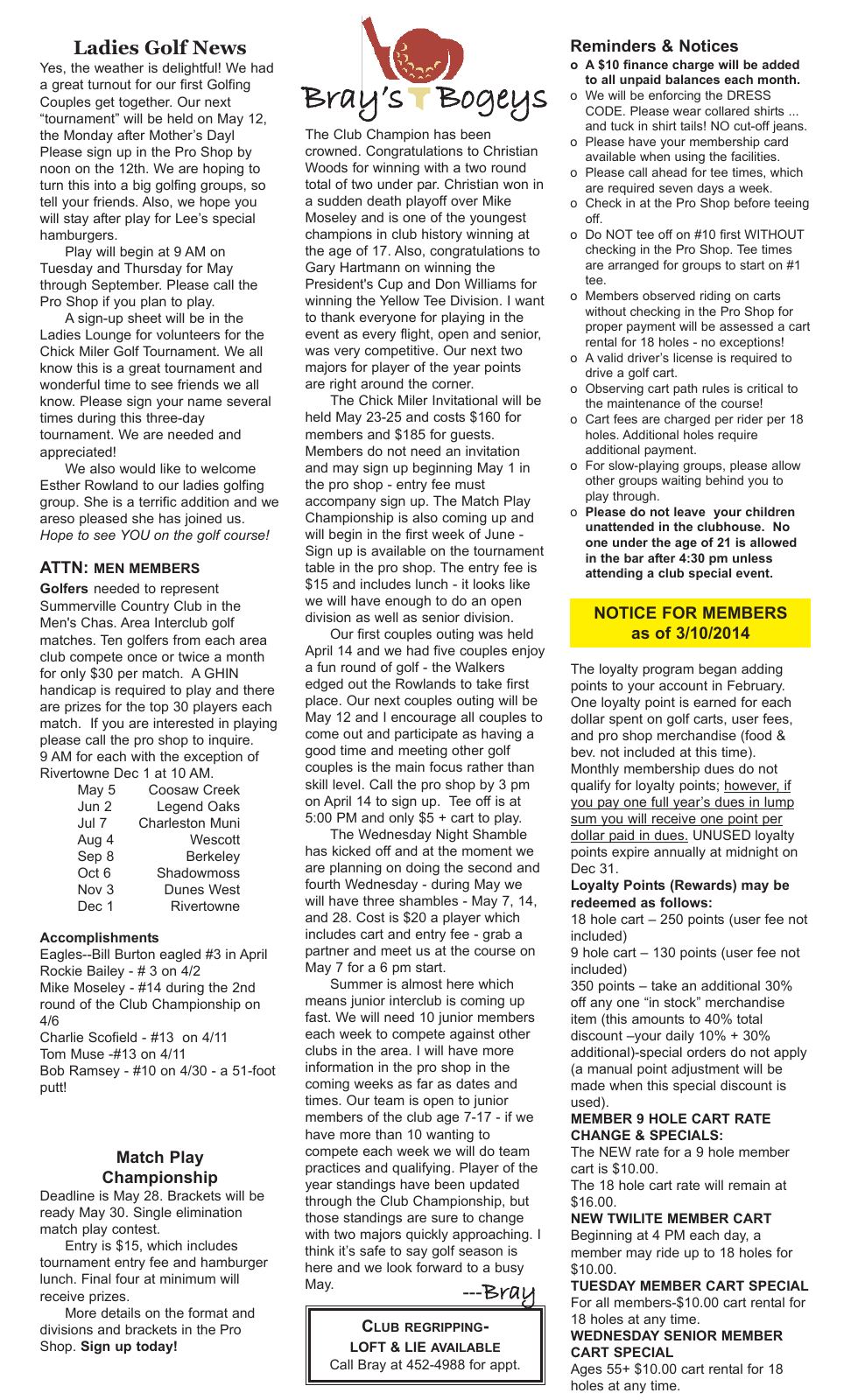 May 2014 newsletter, page 2 of 2