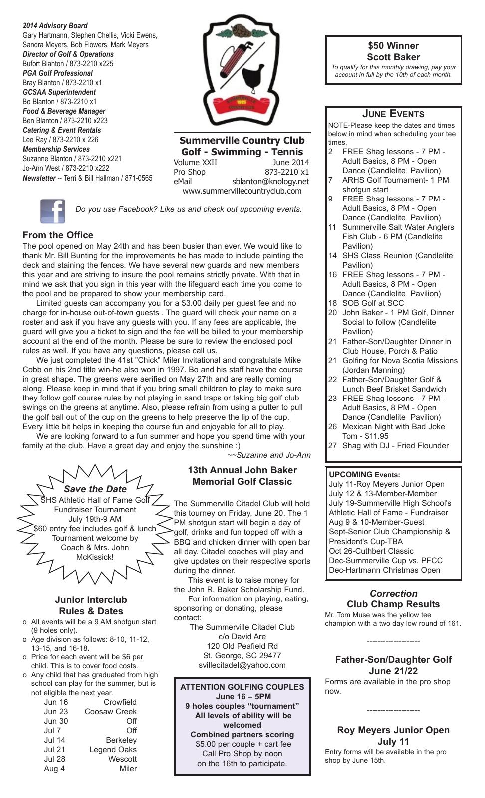June 2014 newsletter, page 1 of 2