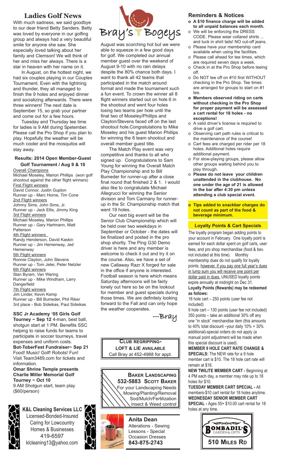 September 2014 newsletter, page 2 of 2