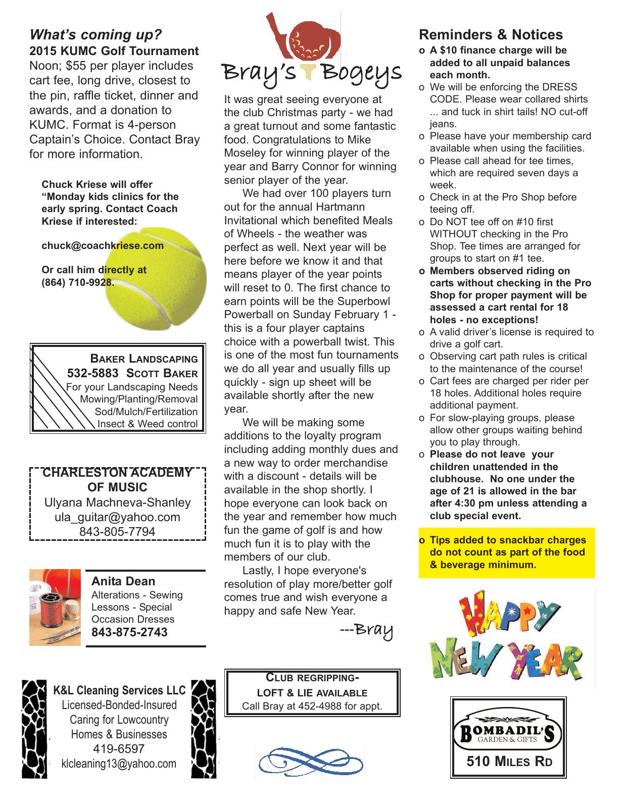 January 2015 newsletter, page 2 of 2