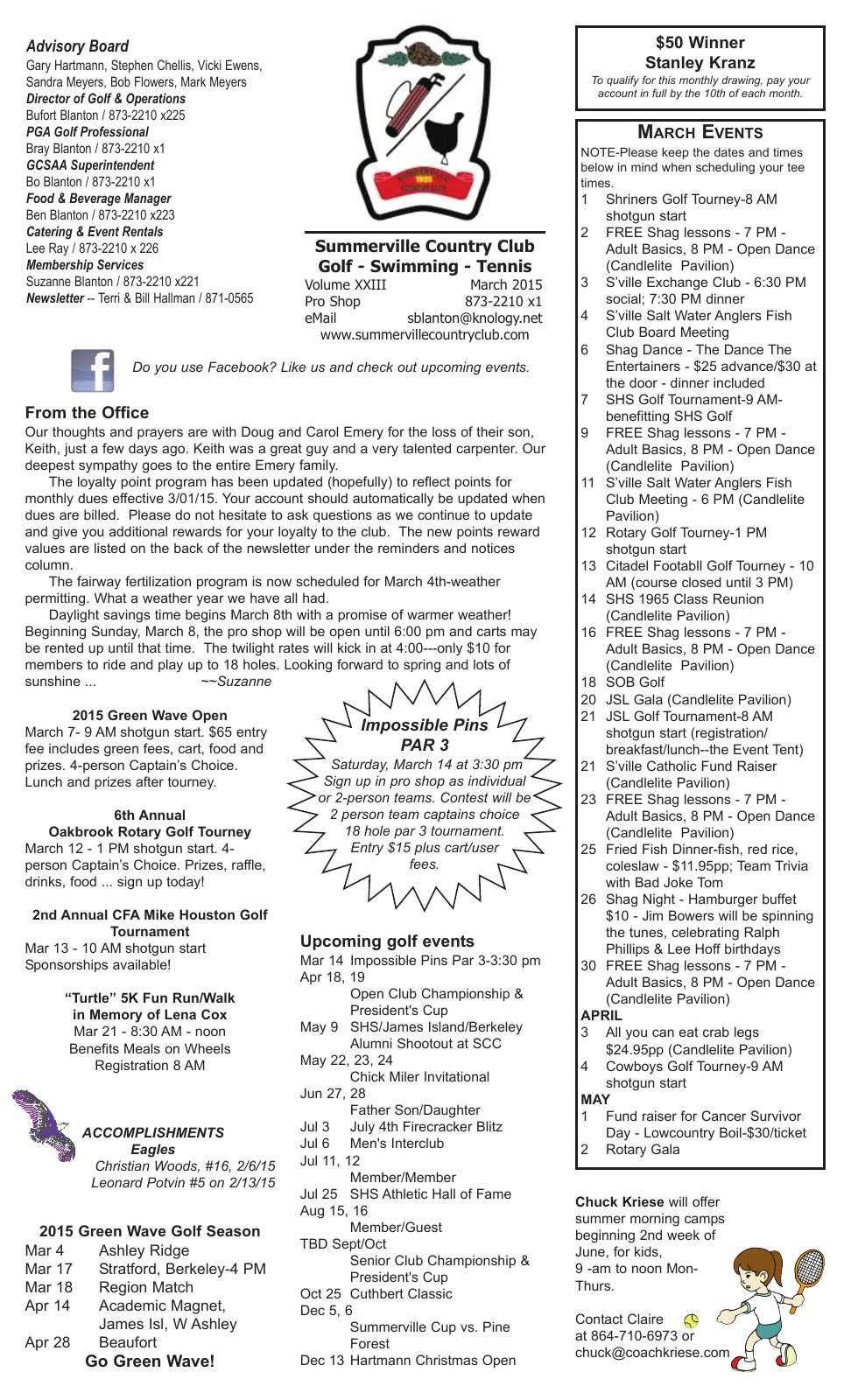 March 2015 newsletter, page 1 of 2