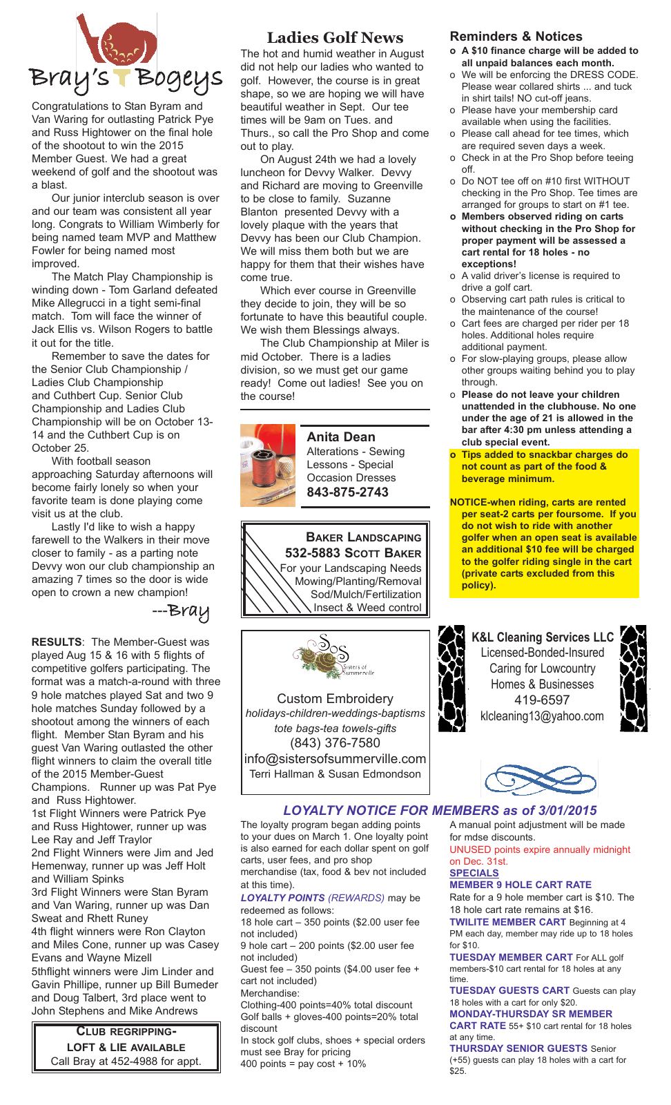 September 2015 newsletter, page 2 of 2