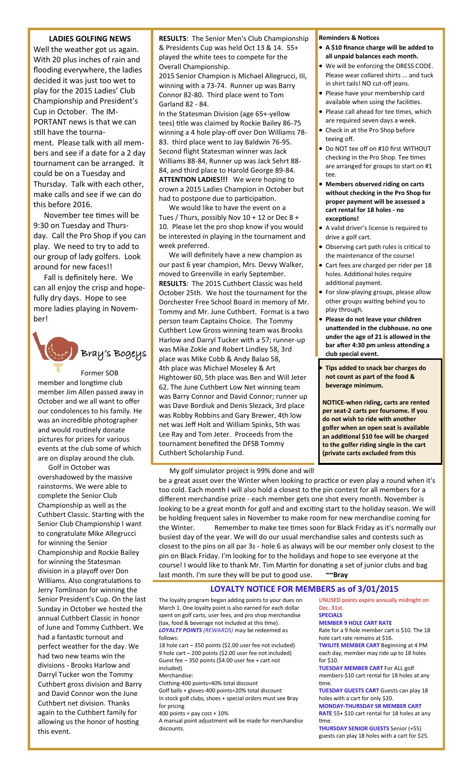 November 2015 newsletter, page 2 of 2