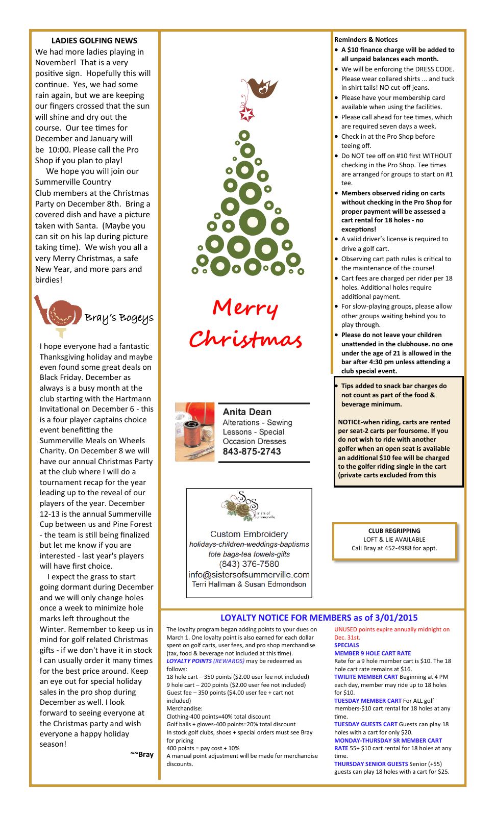 December 2015 newsletter, page 2 of 2