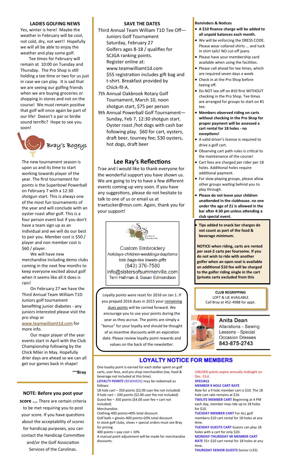 February 2016 newsletter, page 2 of 2