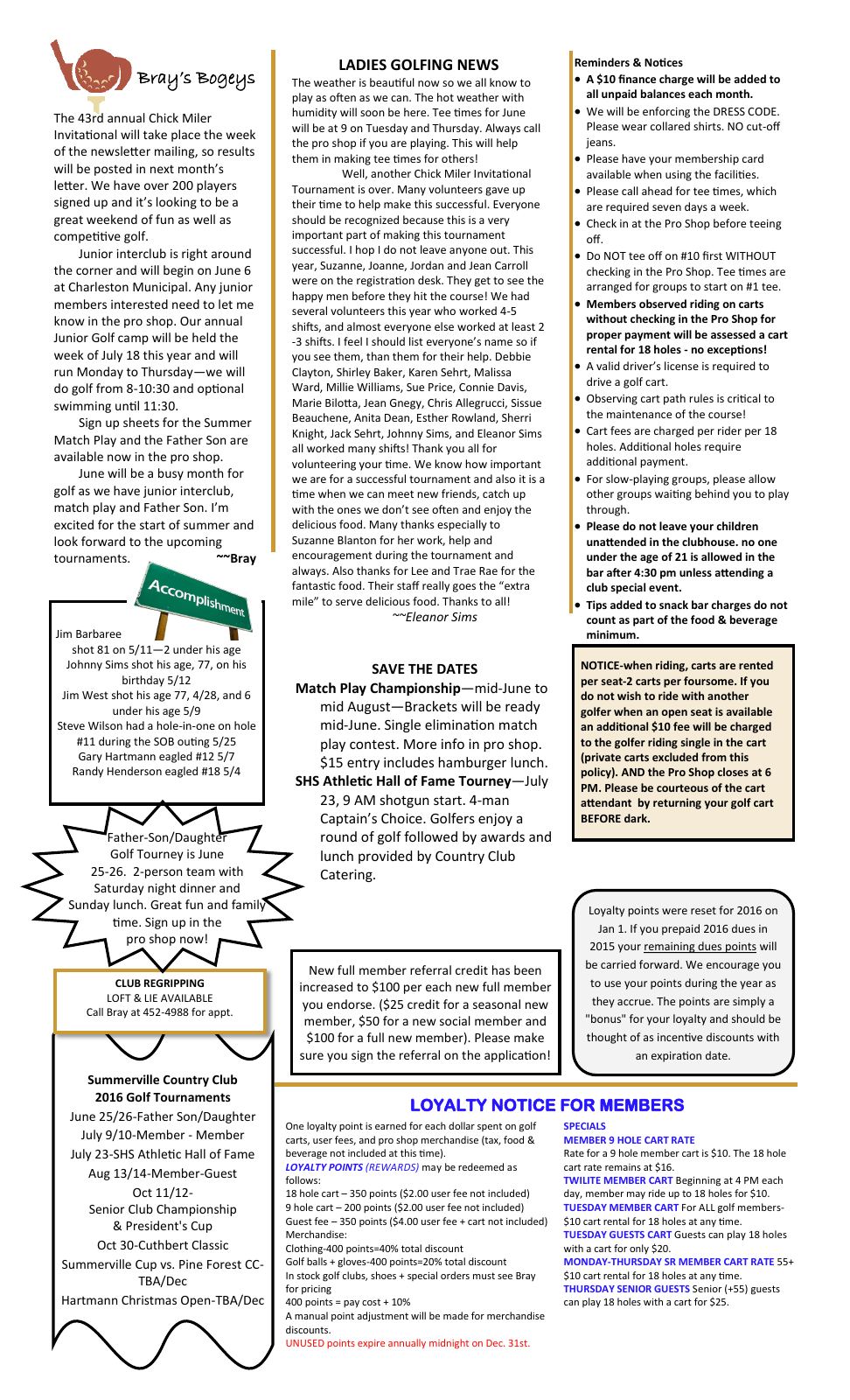 June 2016 newsletter, page 2 of 2