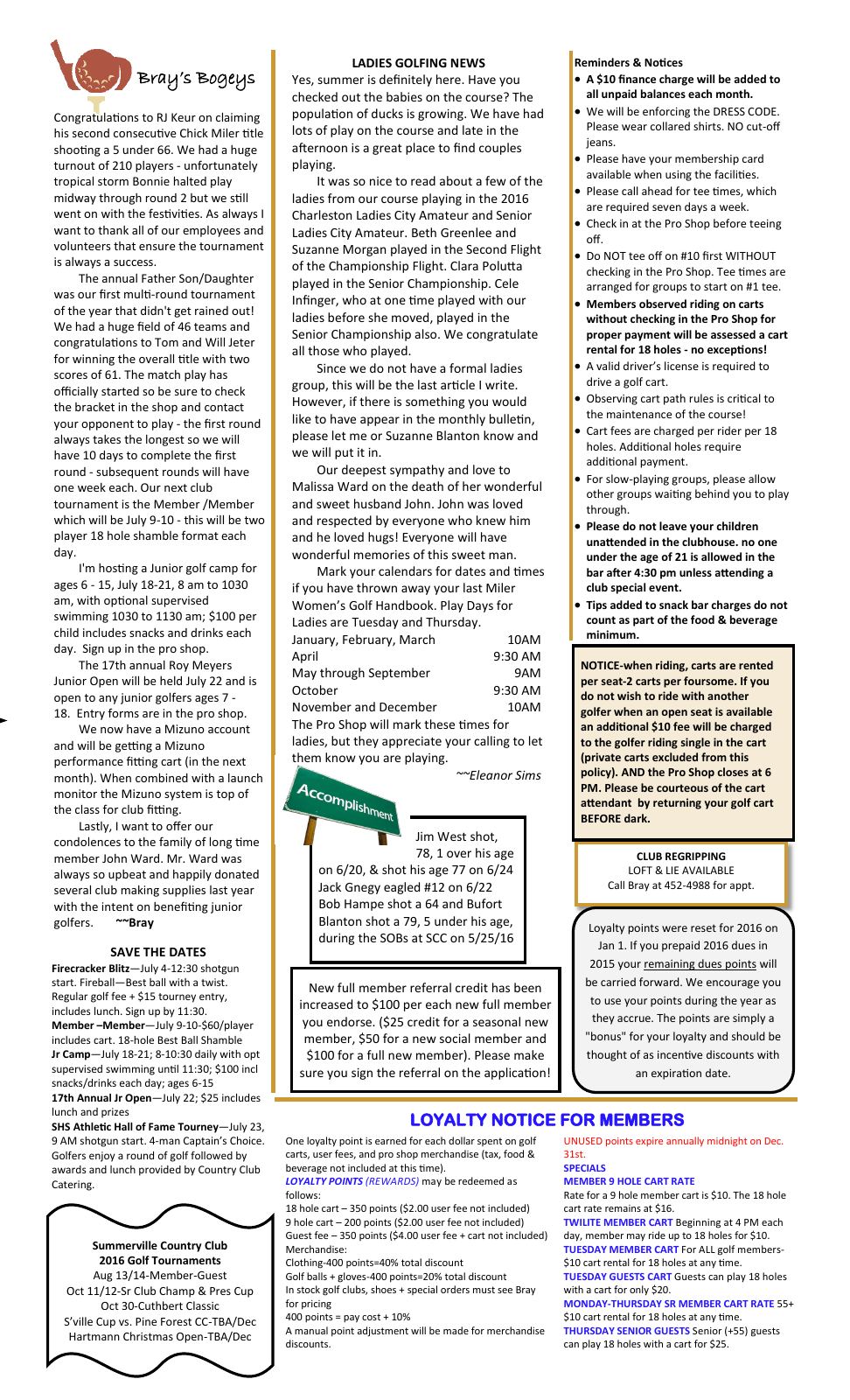 July 2016 newsletter, page 2 of 2