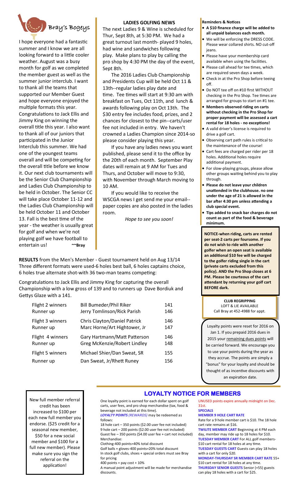 September 2016 newsletter, page 2 of 2