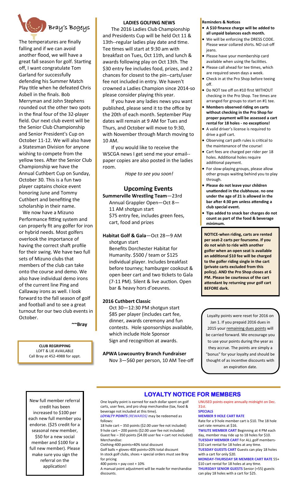 October 2016 newsletter, page 2 of 2