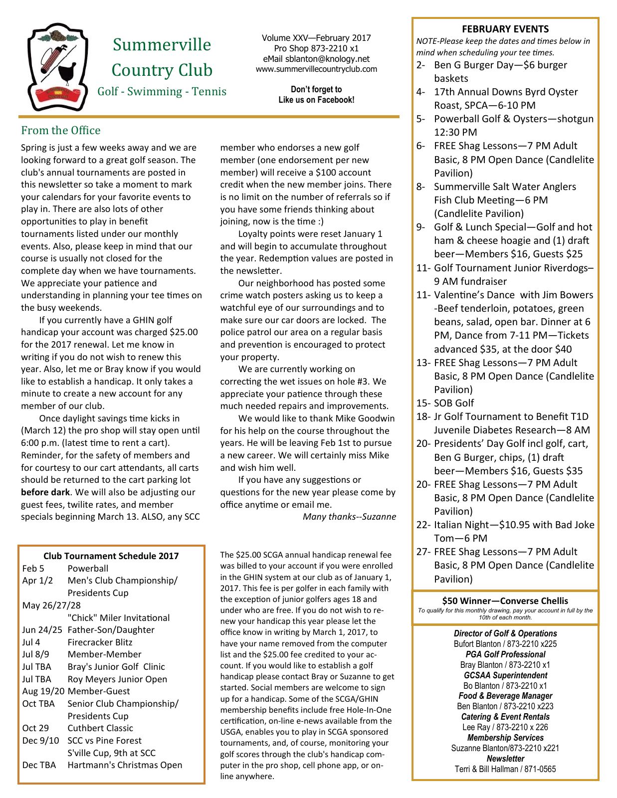 February 2017 newsletter, page 1 of 2