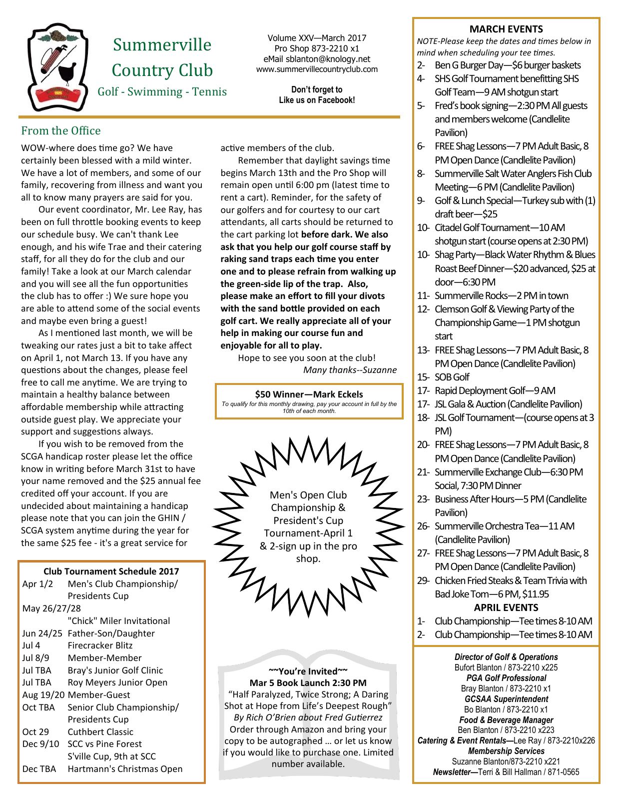 March 2017 newsletter, page 1 of 2