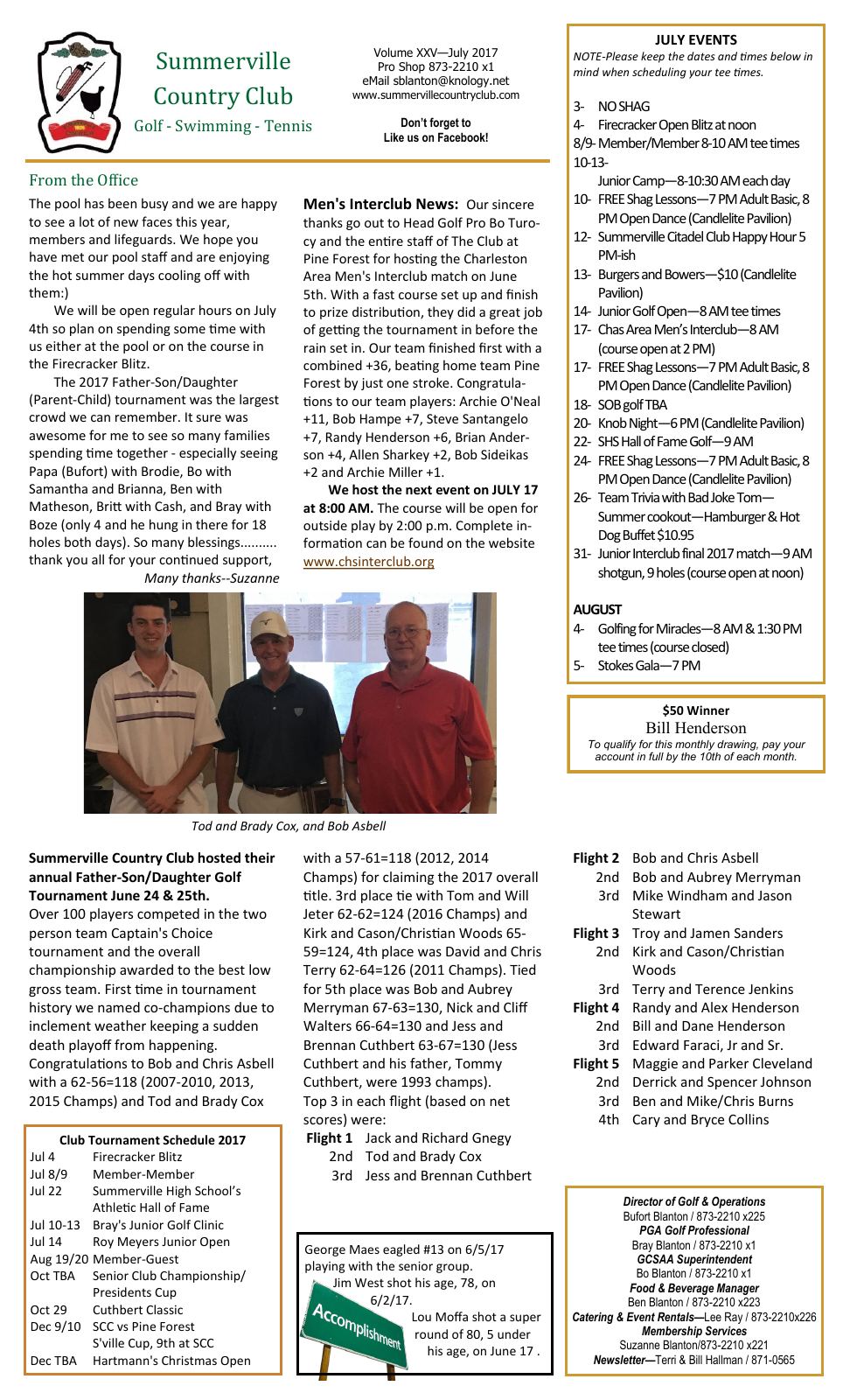 July 2017 newsletter, page 1 of 2