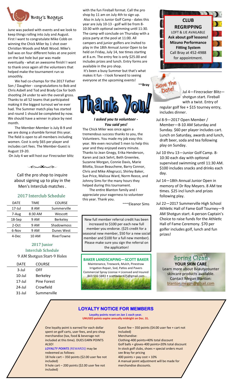 July 2017 newsletter, page 2 of 2