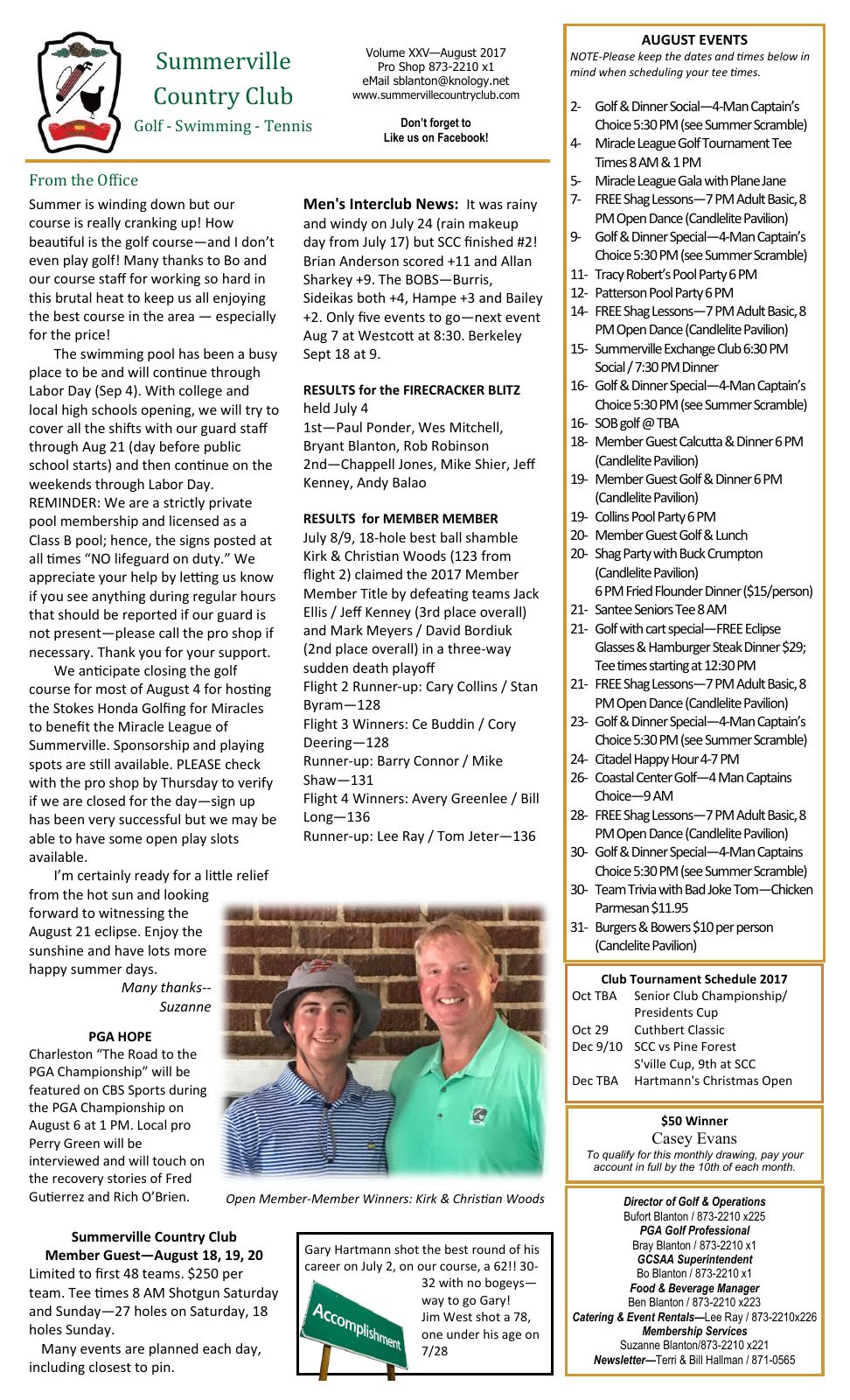 August 2017 newsletter, page 1 of 2