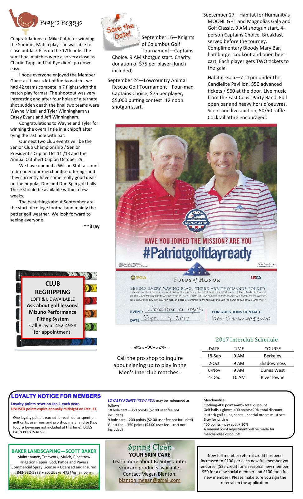 September 2017 newsletter, page 2 of 2