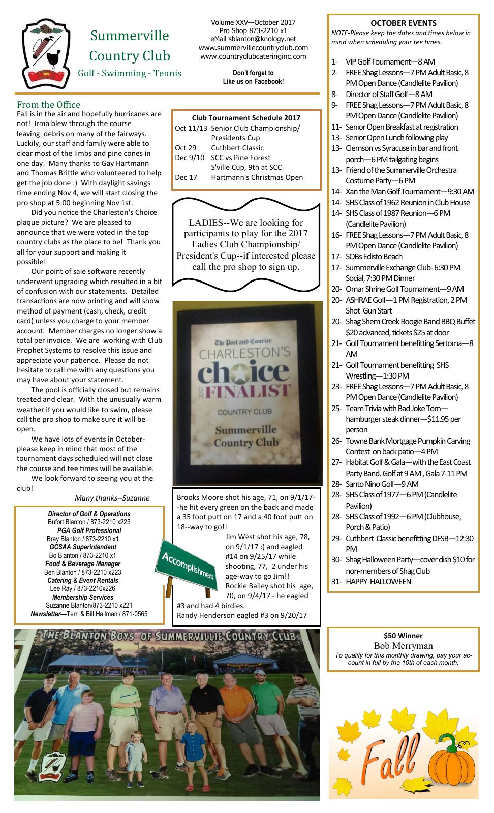 October 2017 newsletter, page 1 of 2