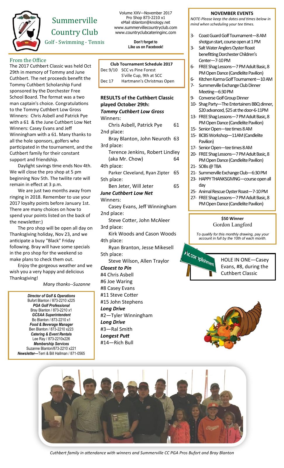 November 2017 newsletter, page 1 of 2