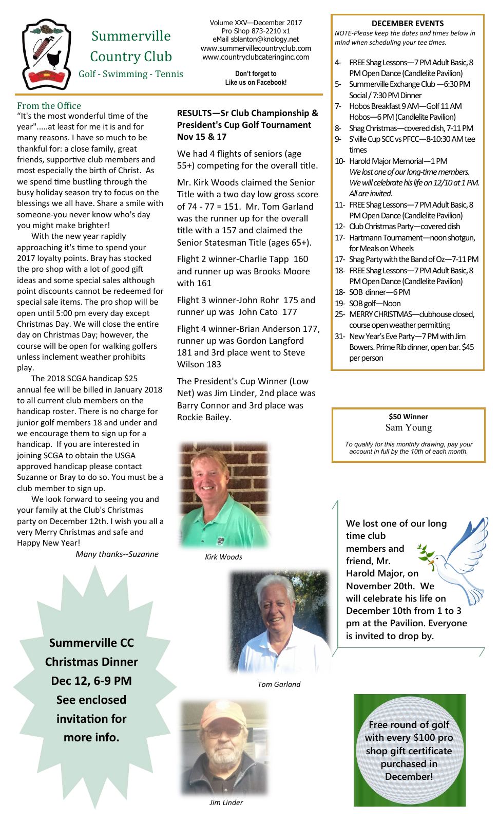 December 2017 newsletter, page 1 of 2