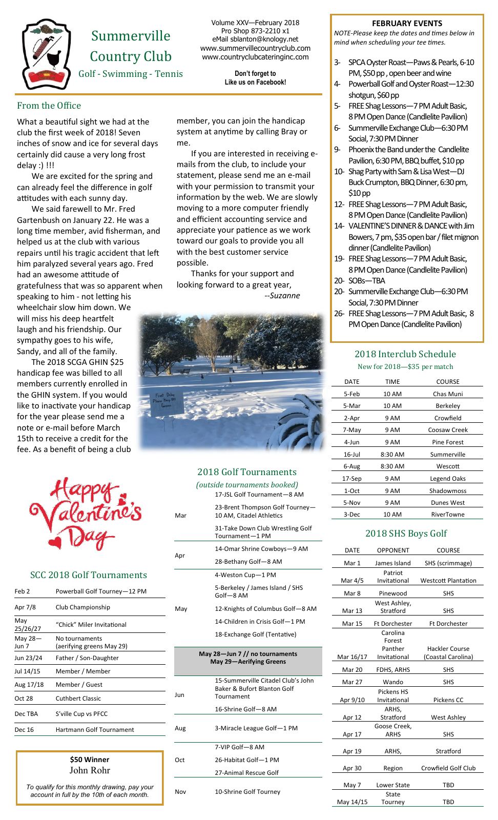 February 2018 newsletter, page 1 of 2