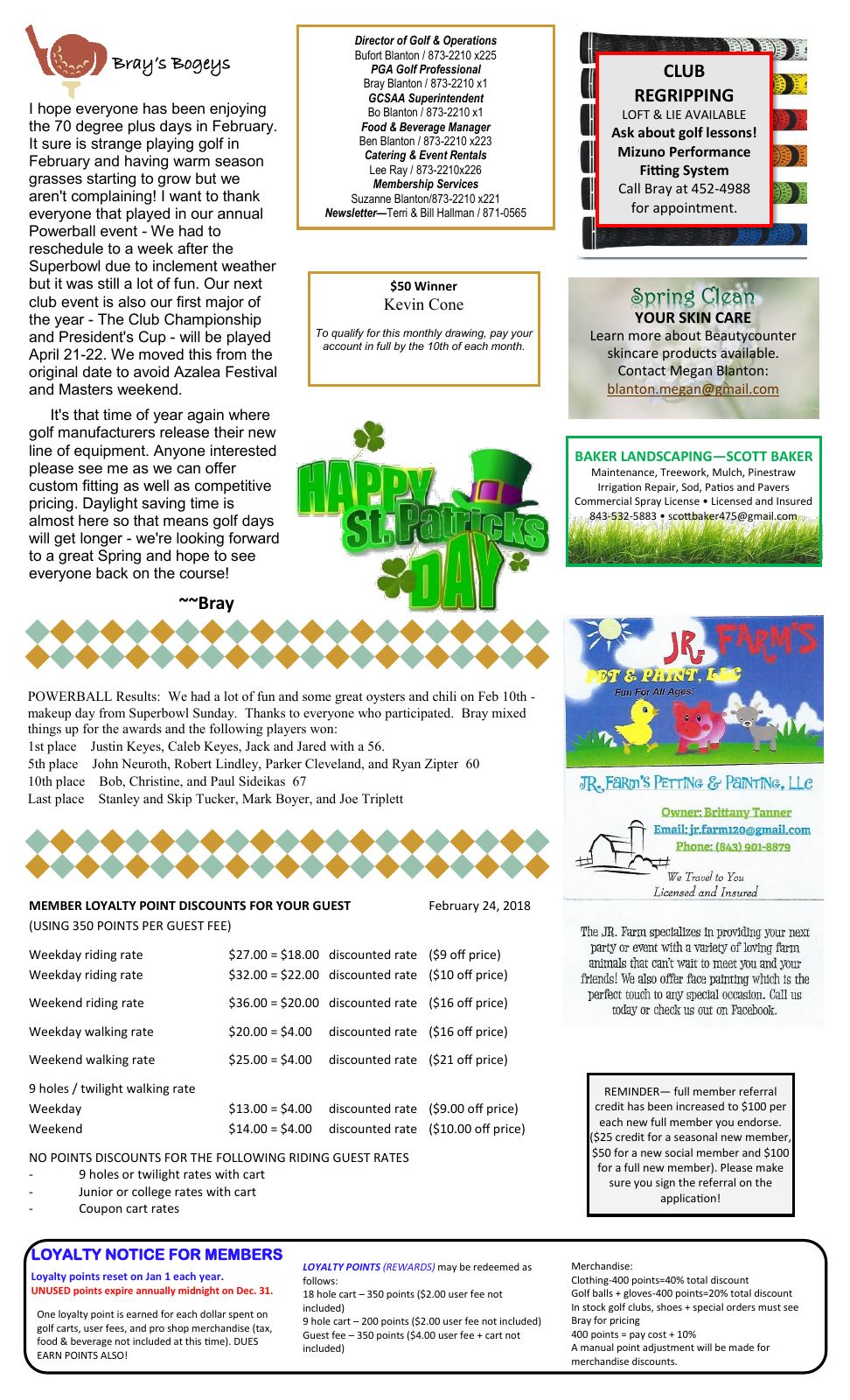 March 2018 newsletter, page 2 of 2