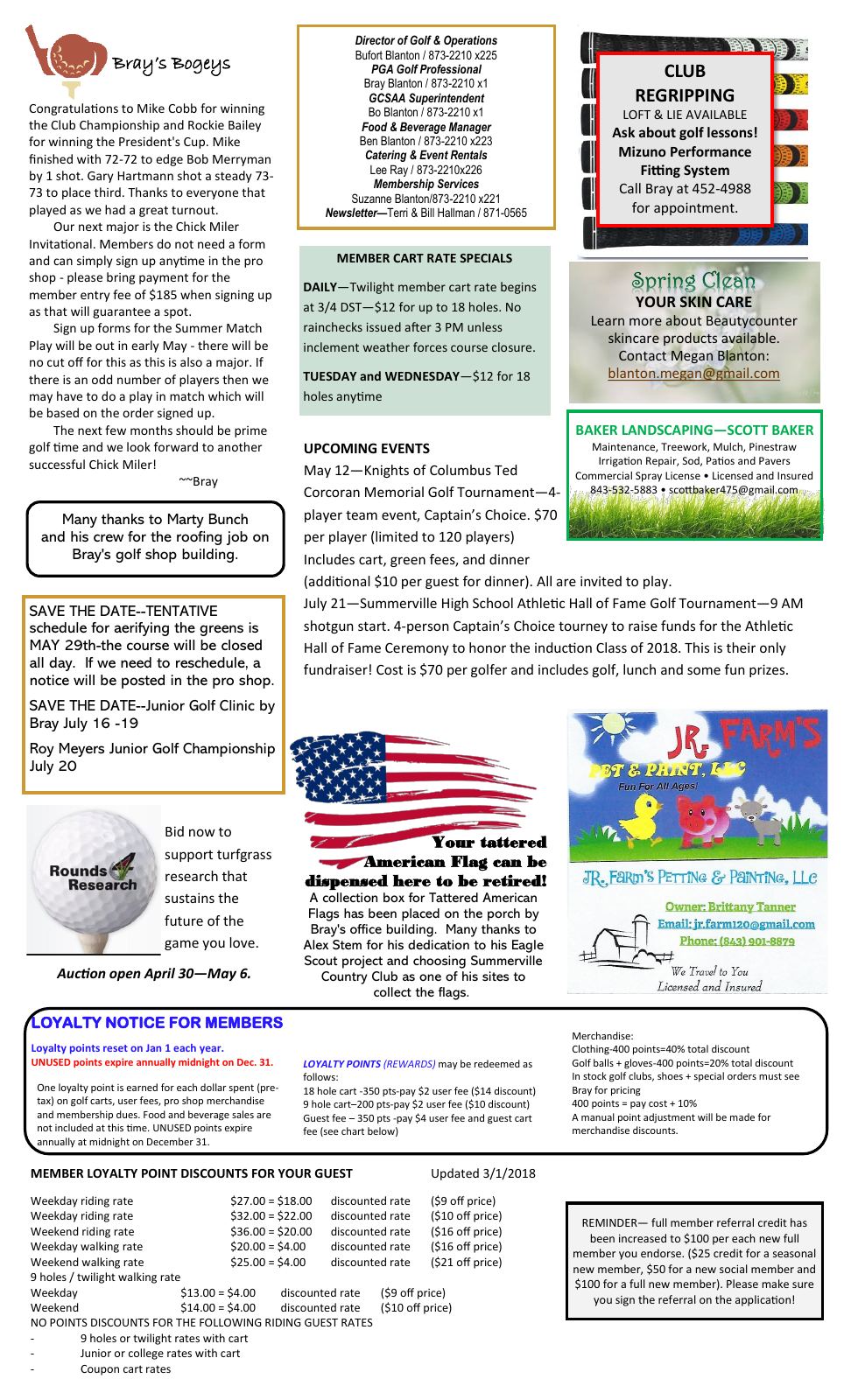 May 2018 newsletter, page 2 of 2
