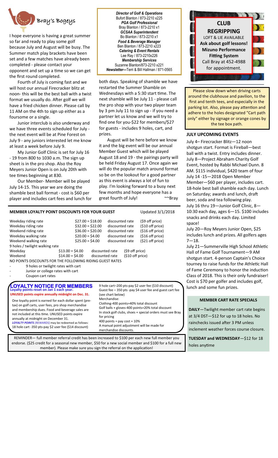 July 2018 newsletter, page 2 of 2