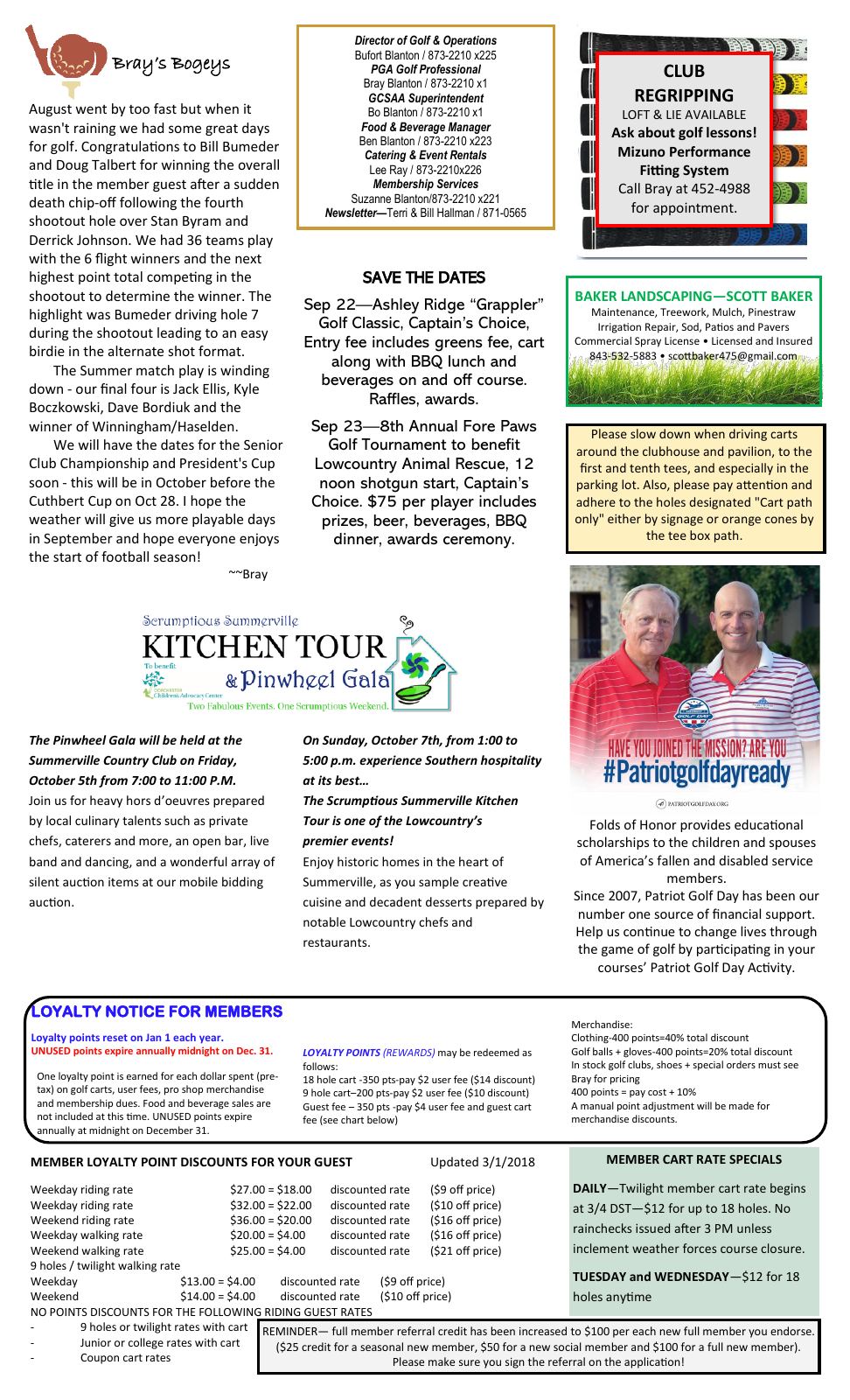 September 2018 newsletter, page 2 of 2