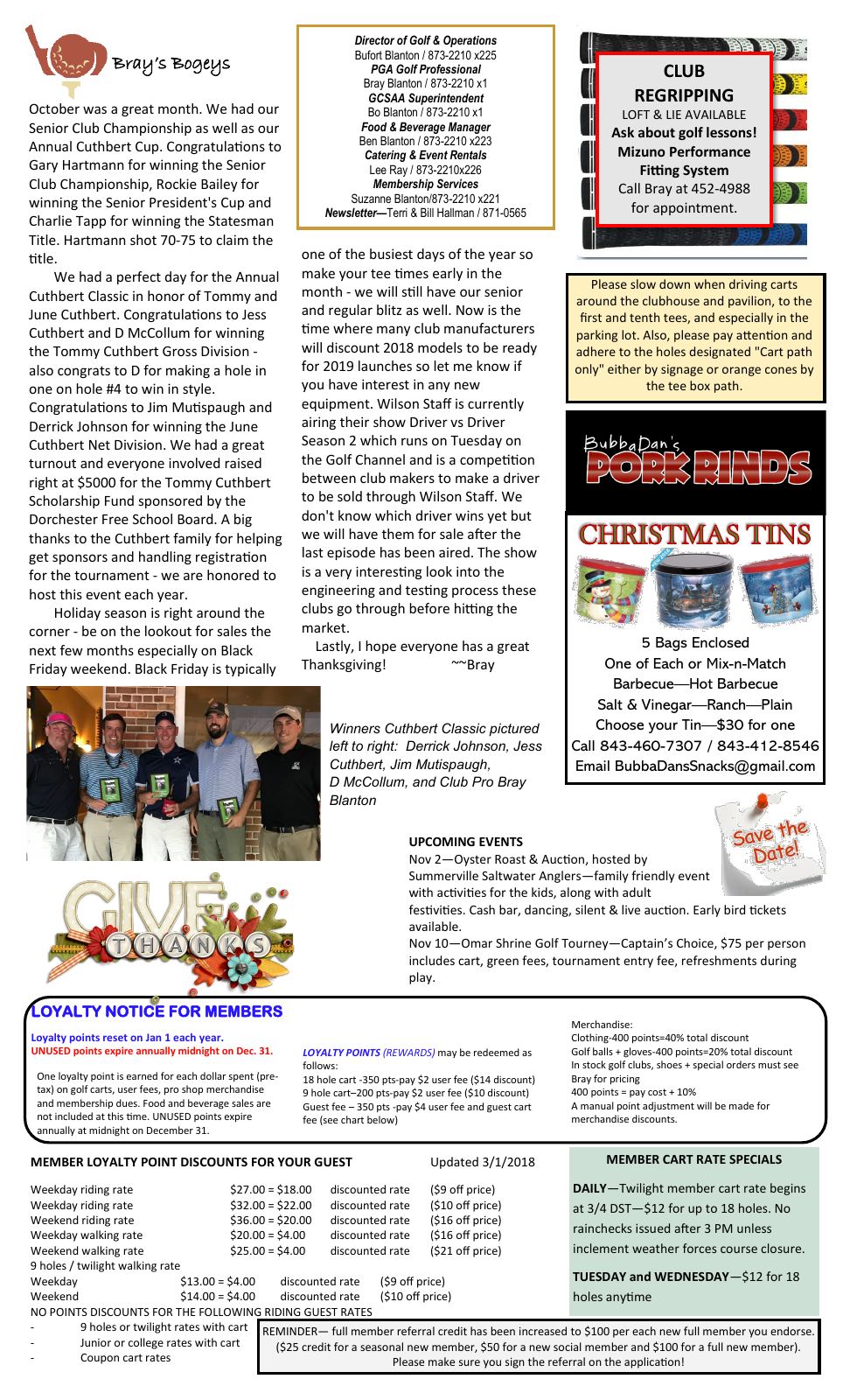 November 2018 newsletter, page 2 of 2