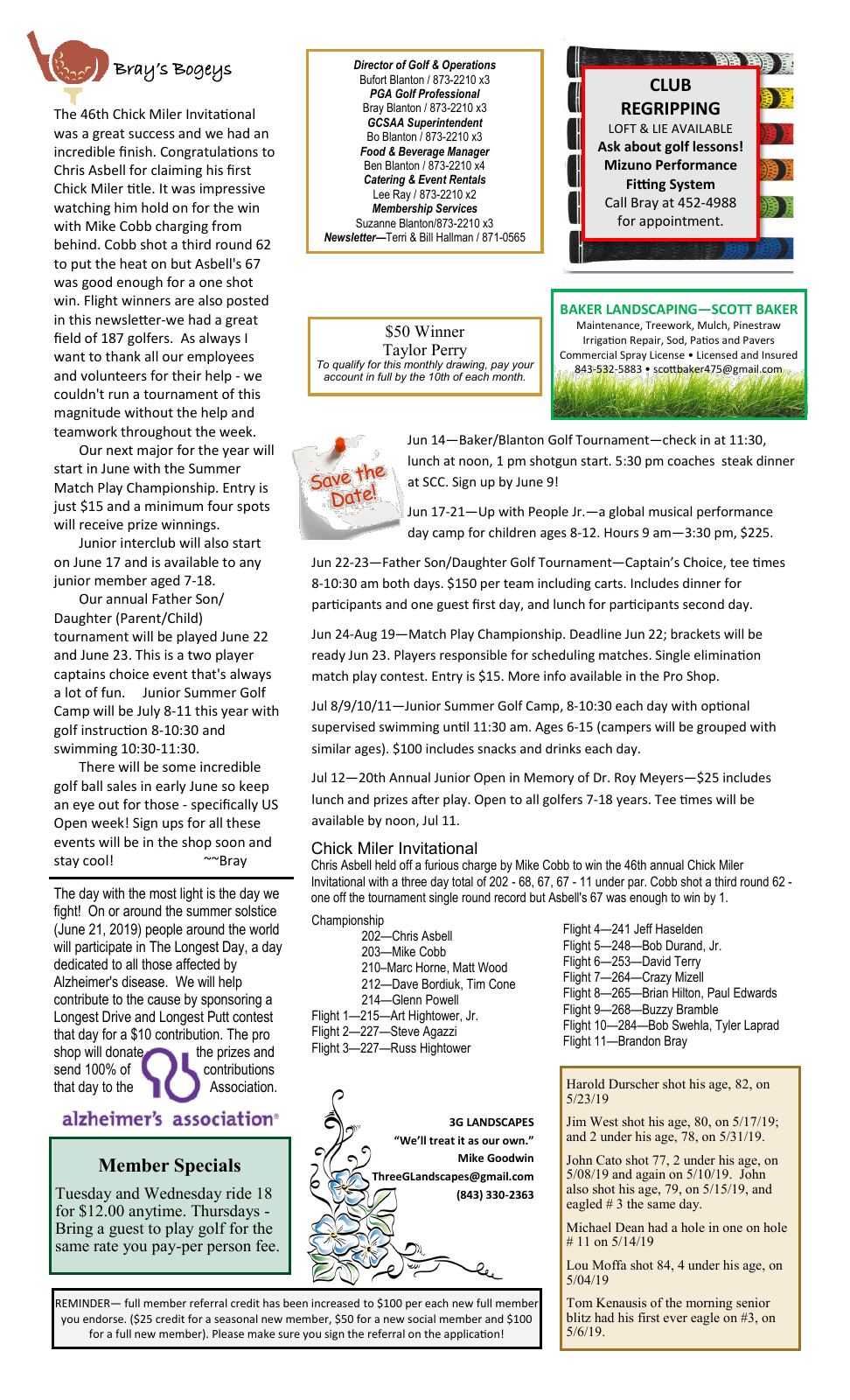 June 2019 newsletter, page 2 of 2