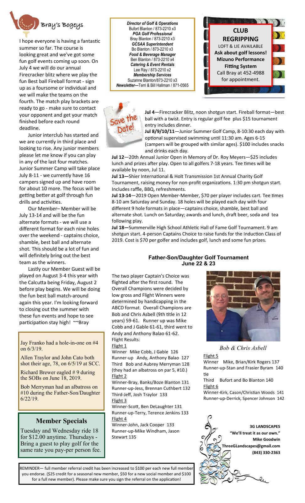 July 2019 newsletter, page 2 of 2