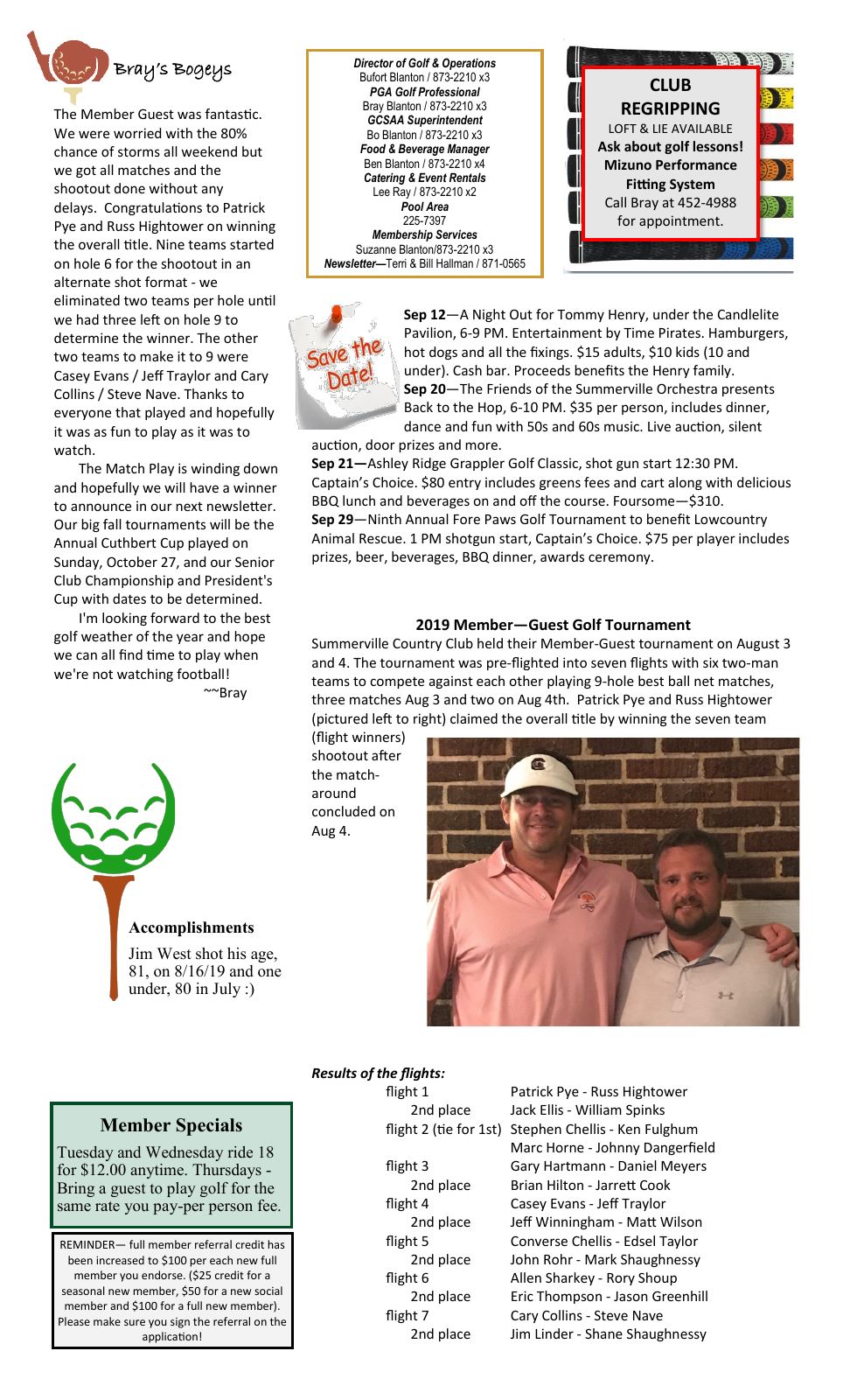 September 2019 newsletter, page 2 of 2