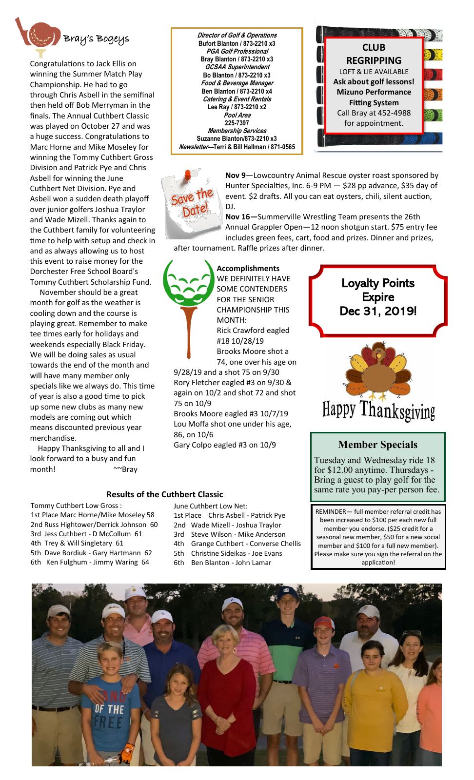 November 2019 newsletter, page 2 of 2