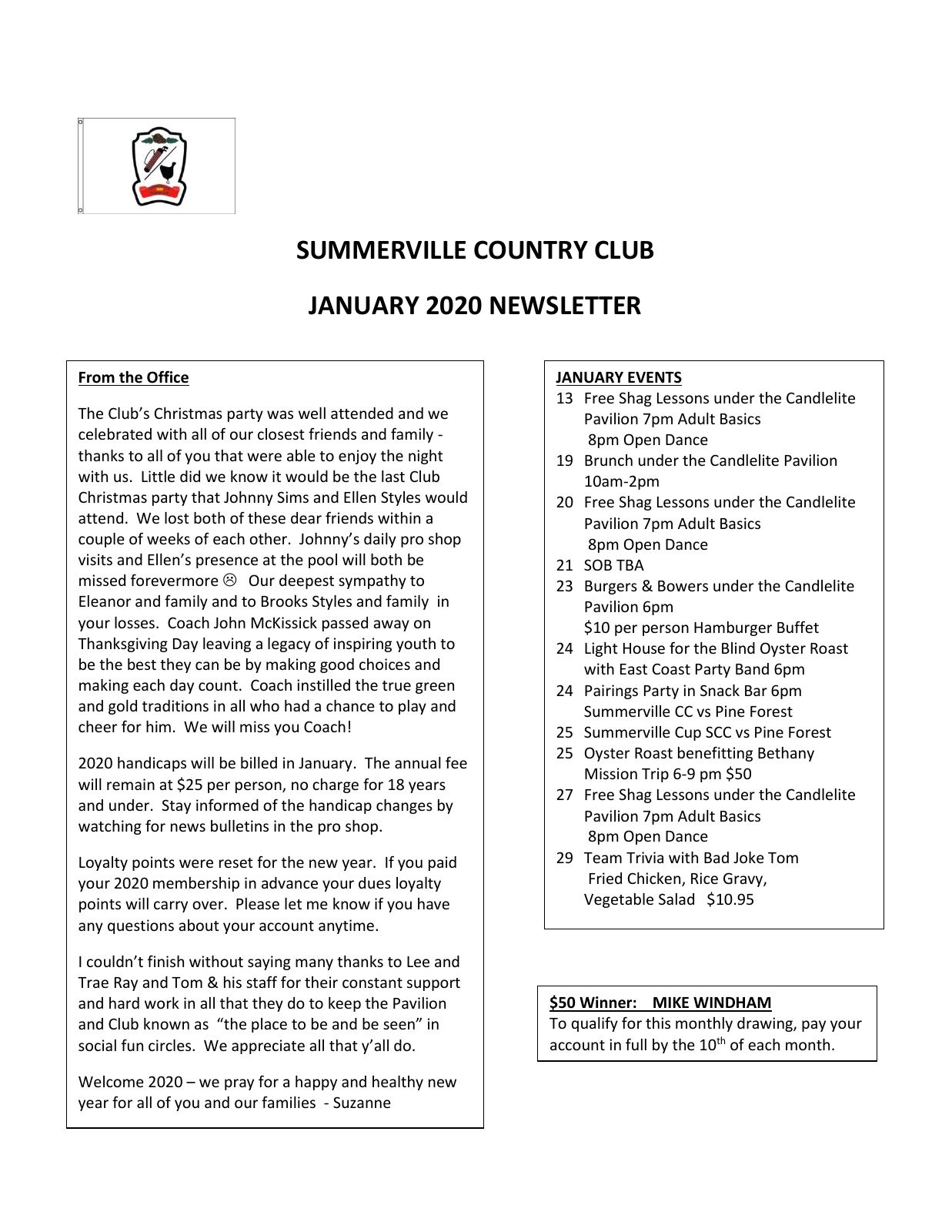 January 2020 newsletter, page 1 of 2