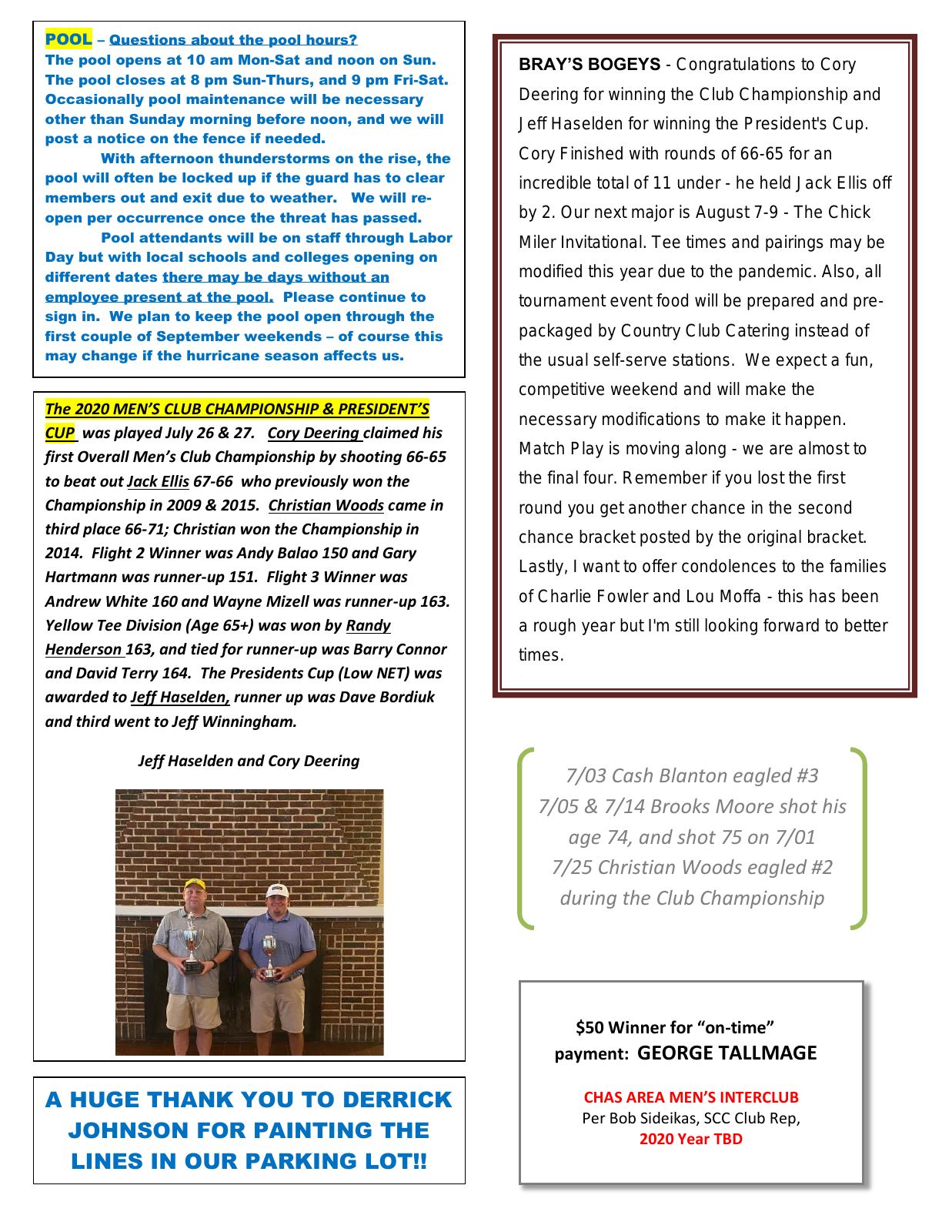 August 2020 newsletter, page 2 of 2