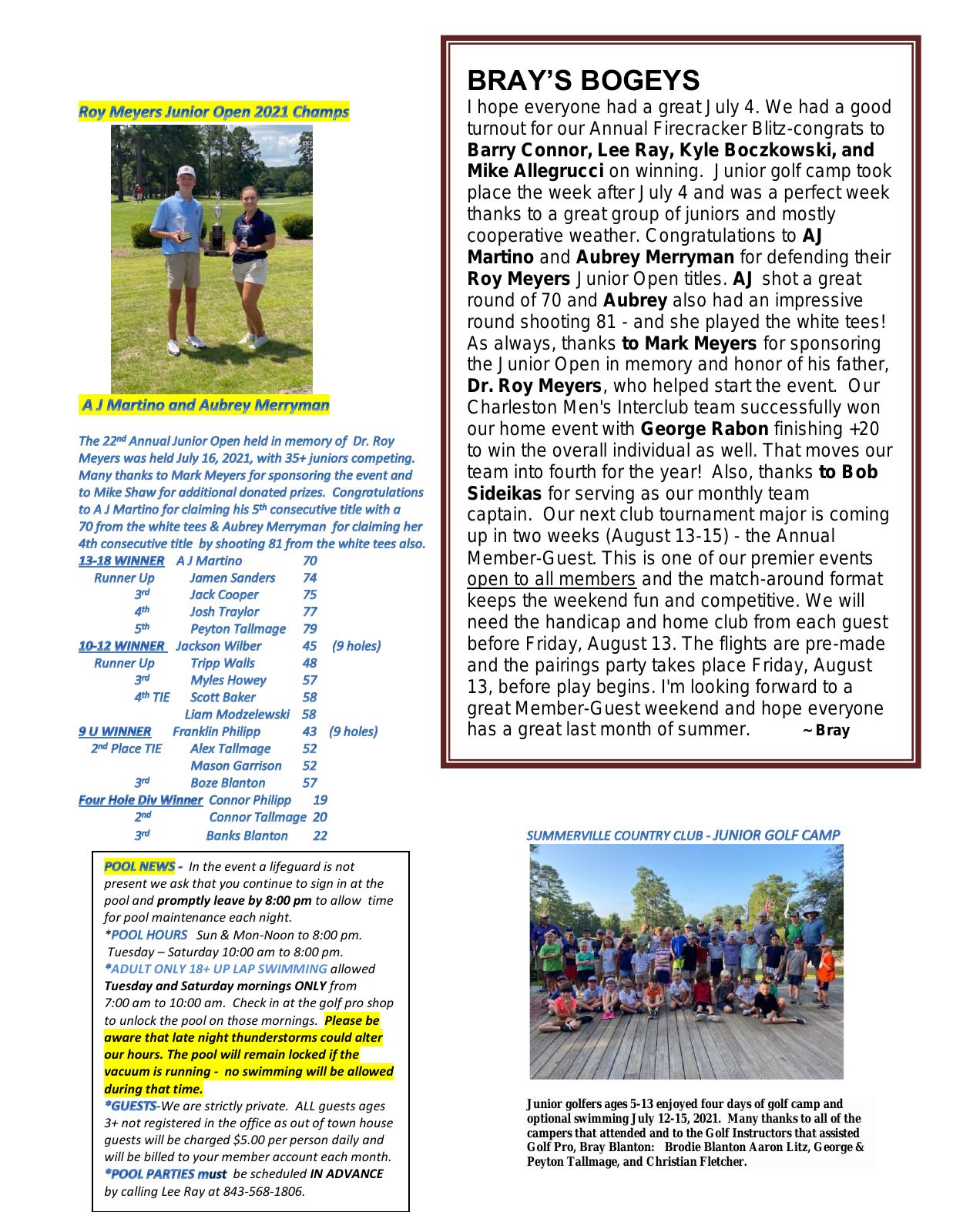 August 2021 newsletter, page 2 of 2
