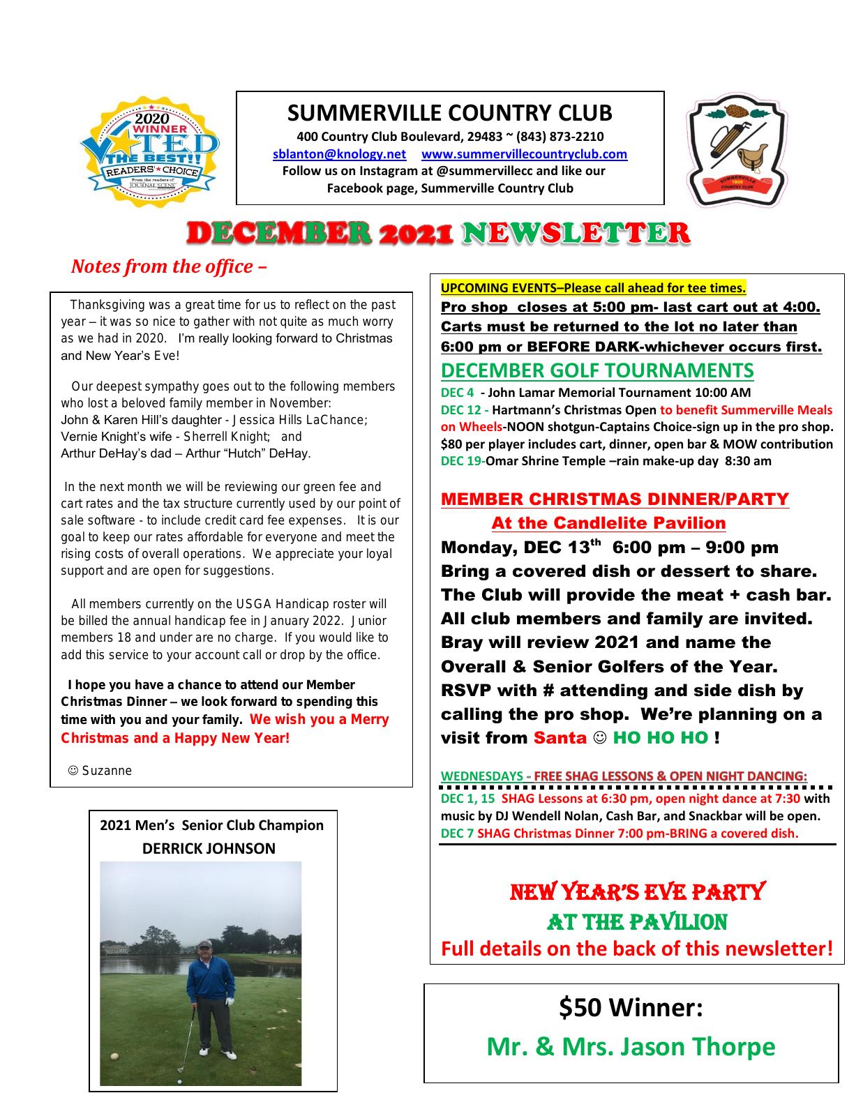 December 2021 newsletter, page 1 of 2