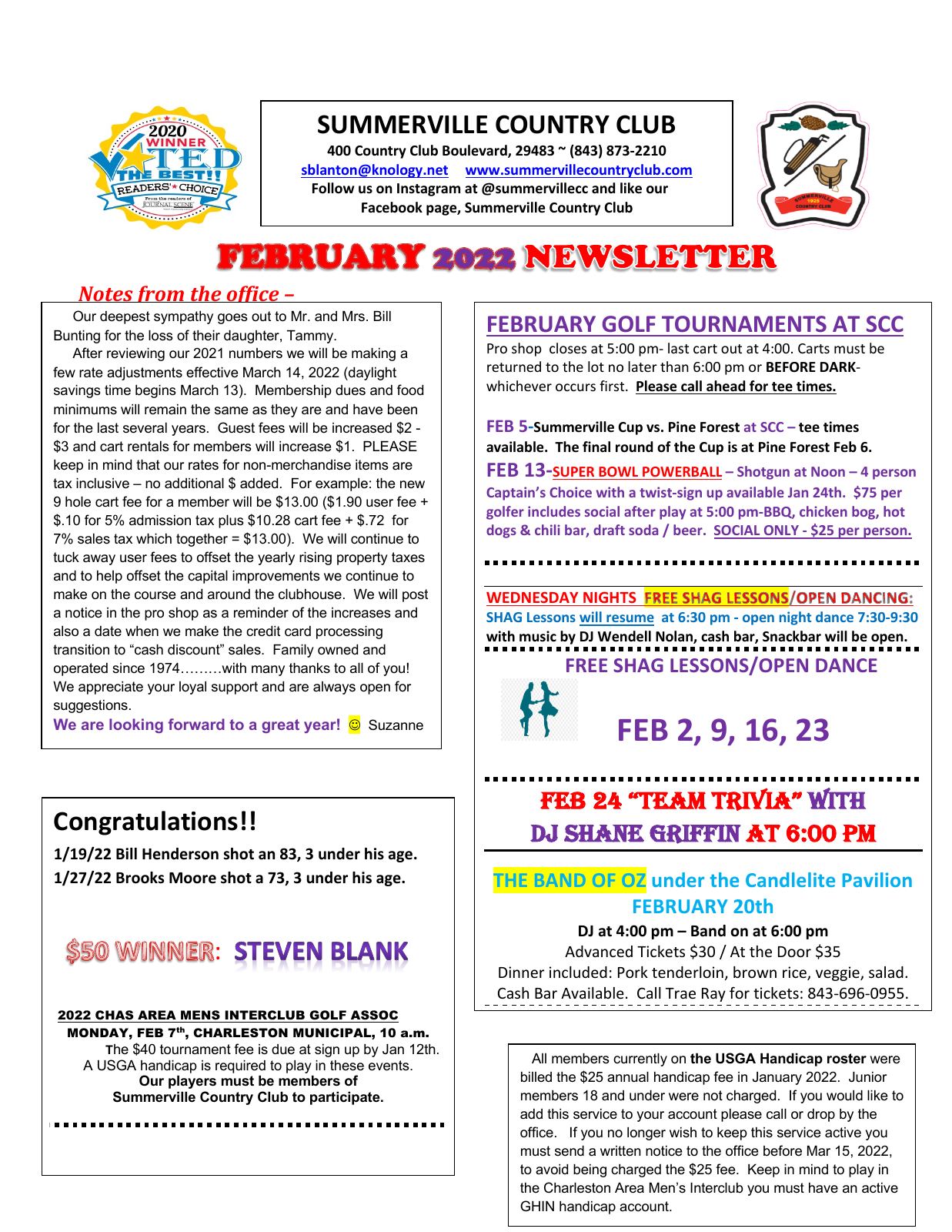 February 2022 newsletter, page 1 of 2