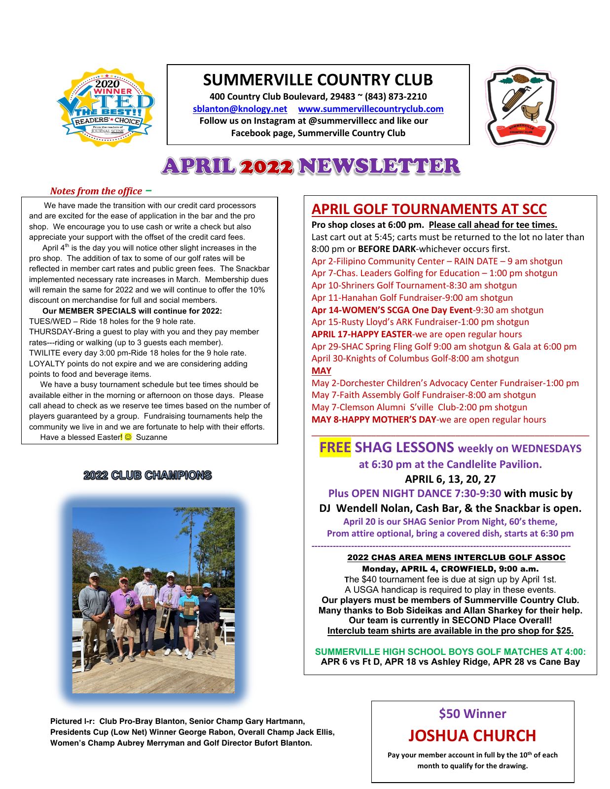 April 2022 newsletter, page 1 of 3