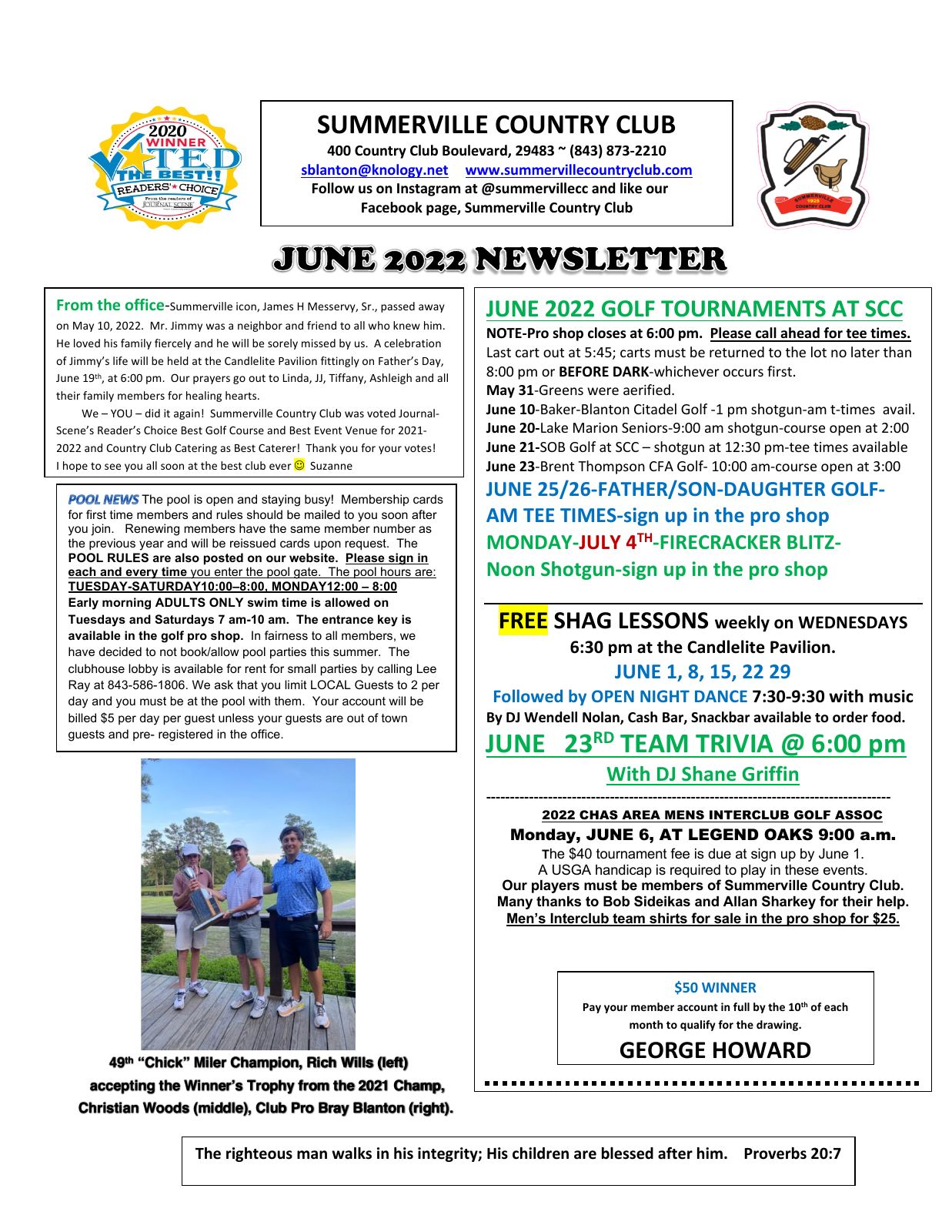 June 2022 newsletter, page 1 of 2
