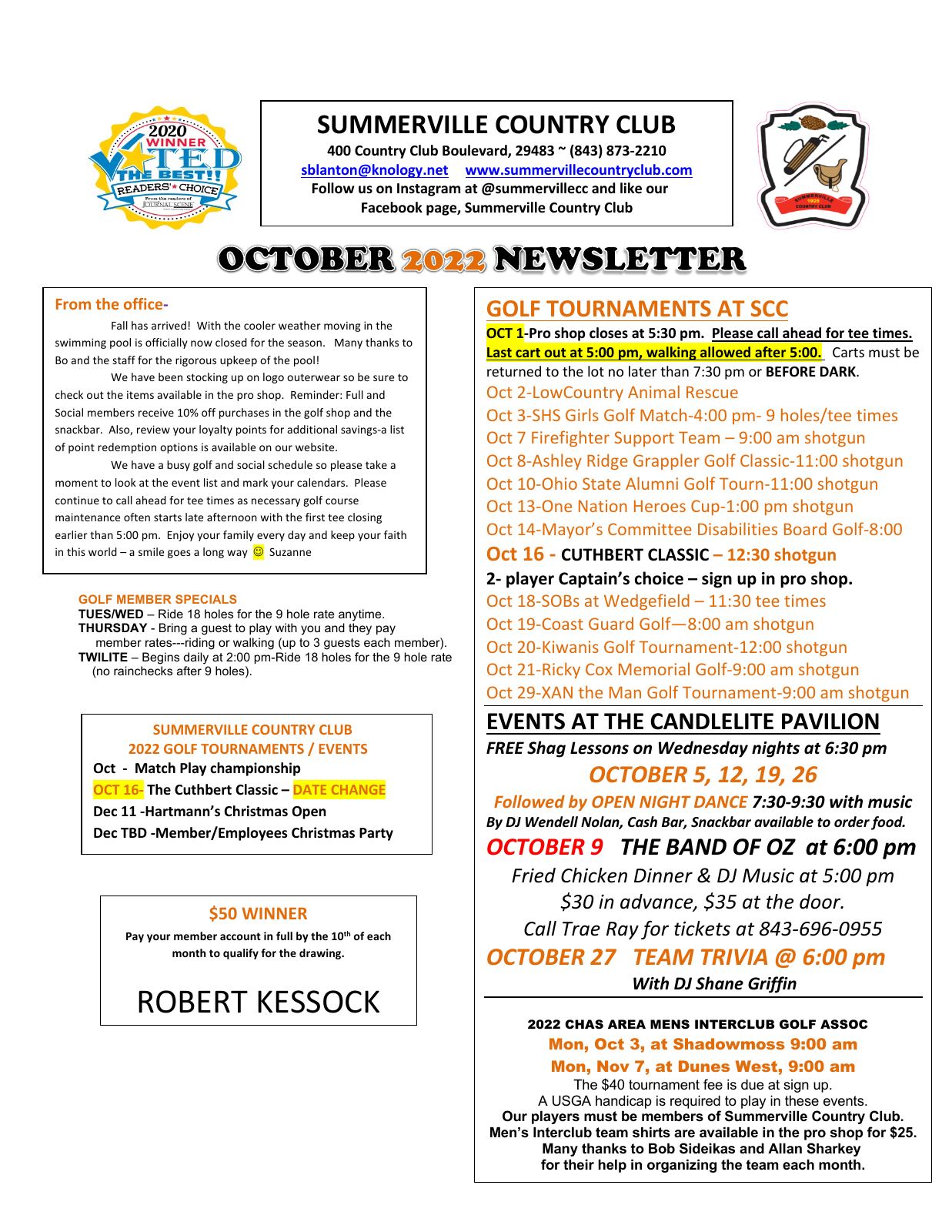 October 2022 newsletter, page 1 of 3